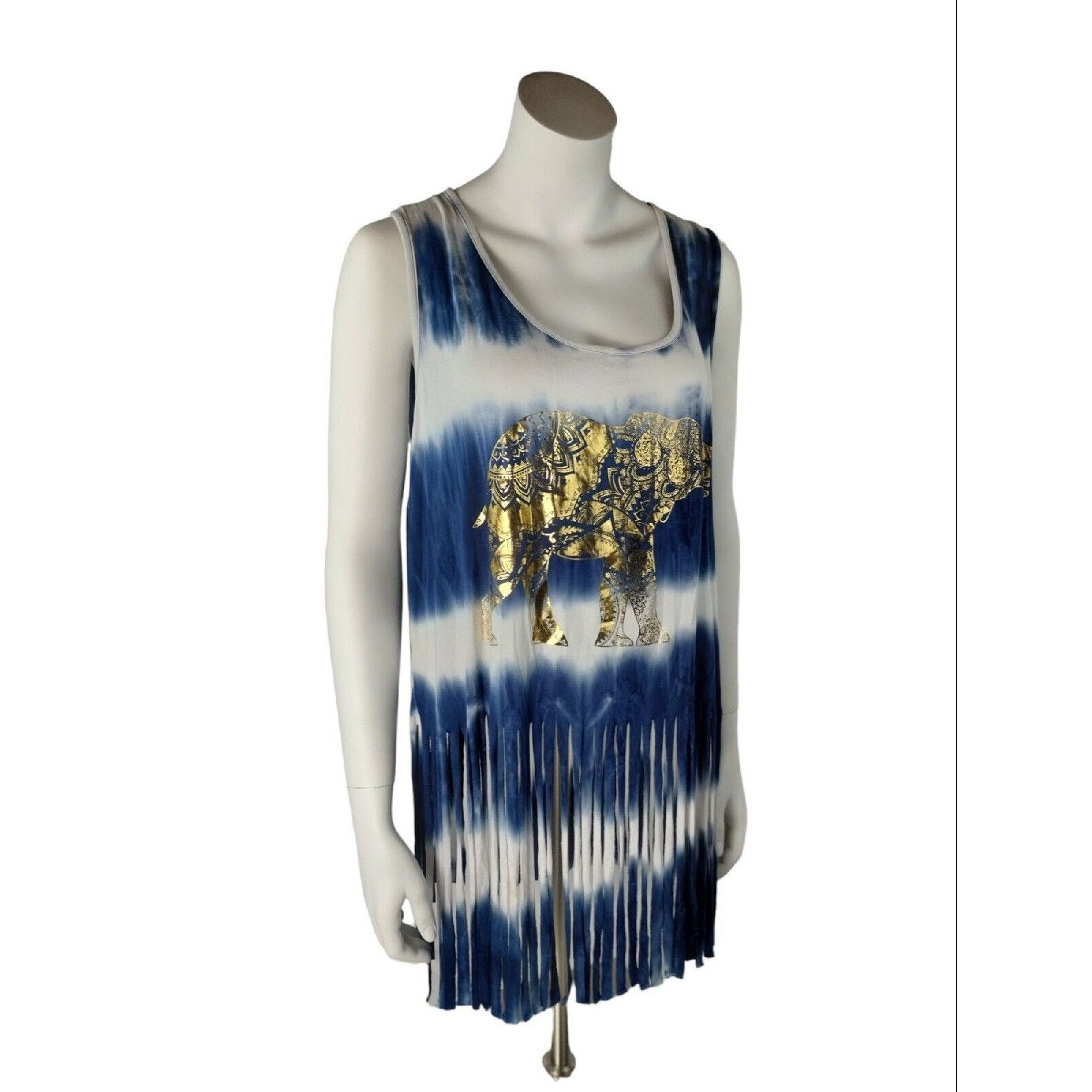 Other Gemstone Womens 1X Blue Gold Elephant Graphic Lightweight Fr Size XL / US 12-14 / IT 48-50 - 1 Thumbnail