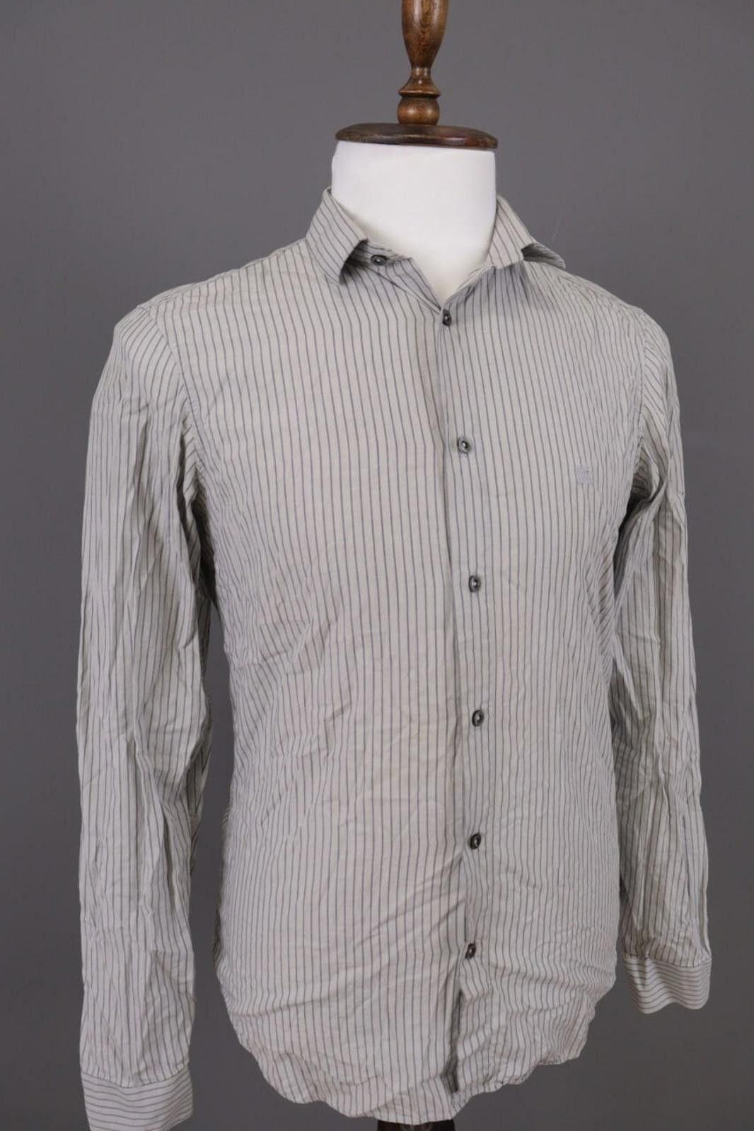 Designer Burberry London Gray Striped Button Down Shirt Size 39 Size US M / EU 48-50 / 2 - 3 Thumbnail