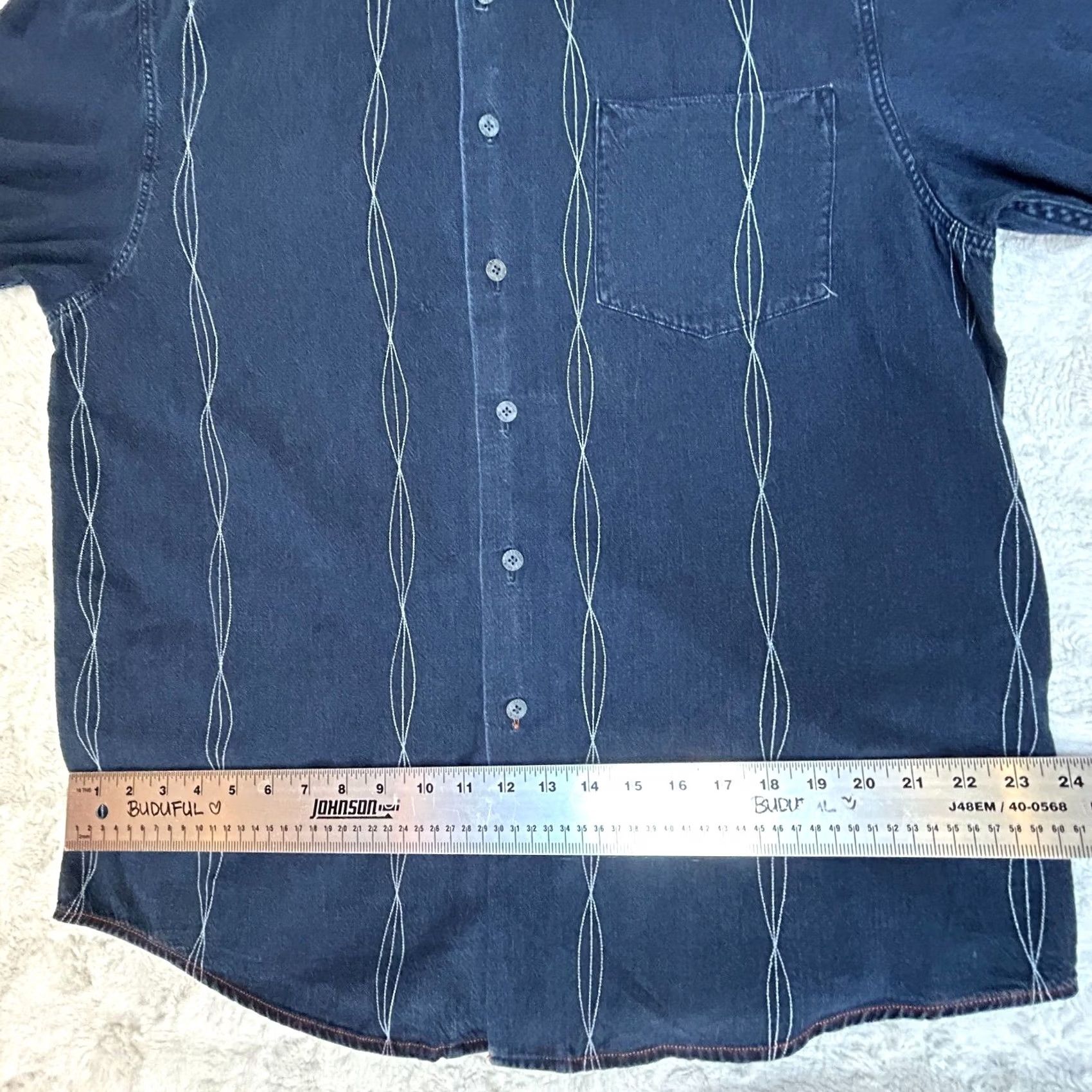 Denime Indigo Palms Denim Company Shirt Blue Pocket Button-Up Long Sleeve Mens Large Casual Everyday Shirt Size US L / EU 52-54 / 3 - 6 Thumbnail
