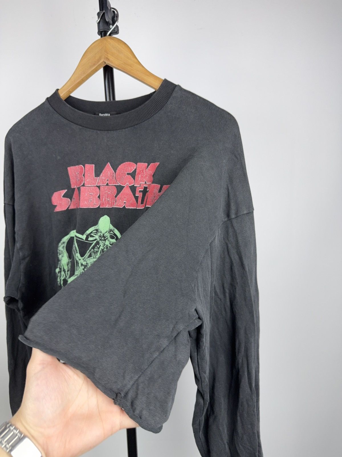 Black Sabbath 2019 Black Sabbath Band Cropped Long Sleeve Tee Bershka Y2K Size L / US 10 / IT 46 - 6 Thumbnail