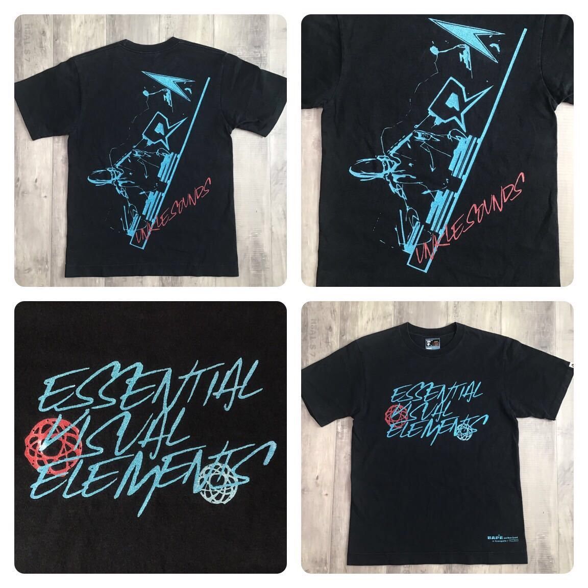 image of Bape × Unkle Futura Art Glitter Print T-Shirt A Bathing Ape in Black, Men's (Size Small)