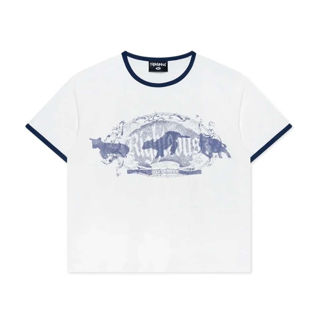 Other Righteous Holy Sacrifice Ringer Tee White Navy | Grailed