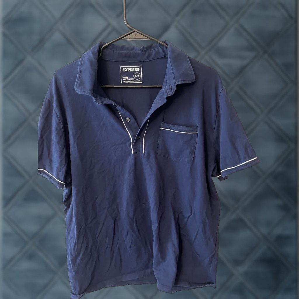 Express VINTAGE Express Men's Polo Shirt Short Sleeve Moisture Wicking Navy Blue XL Size US XL / EU 56 / 4 - 1 Thumbnail