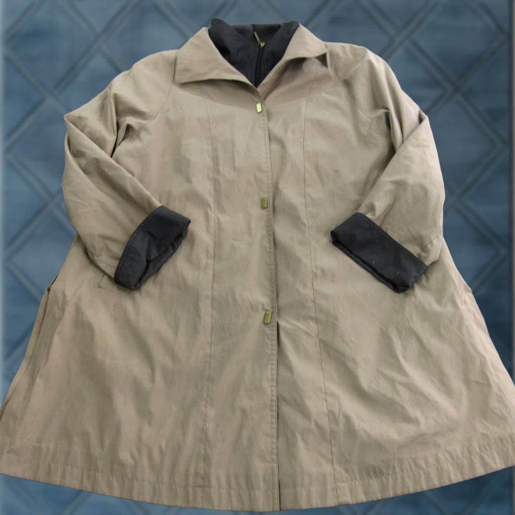 Rains Junge Coat Womens 6 Beige Microfiber Rain Mid Length Zip Pockets Collared Lined Size M / US 6-8 / IT 42-44 - 1 Thumbnail