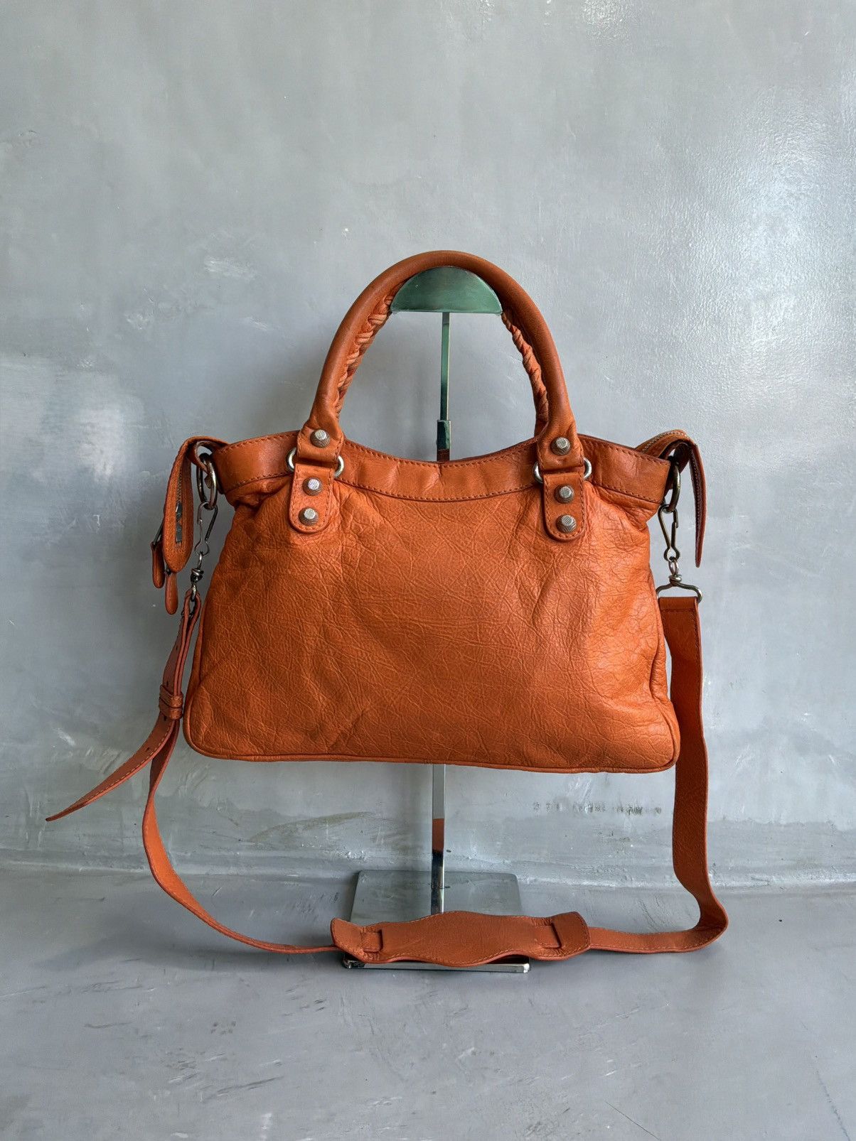 Balenciaga - Motorcyle Town - Orange Lambskin Crossbody Bag