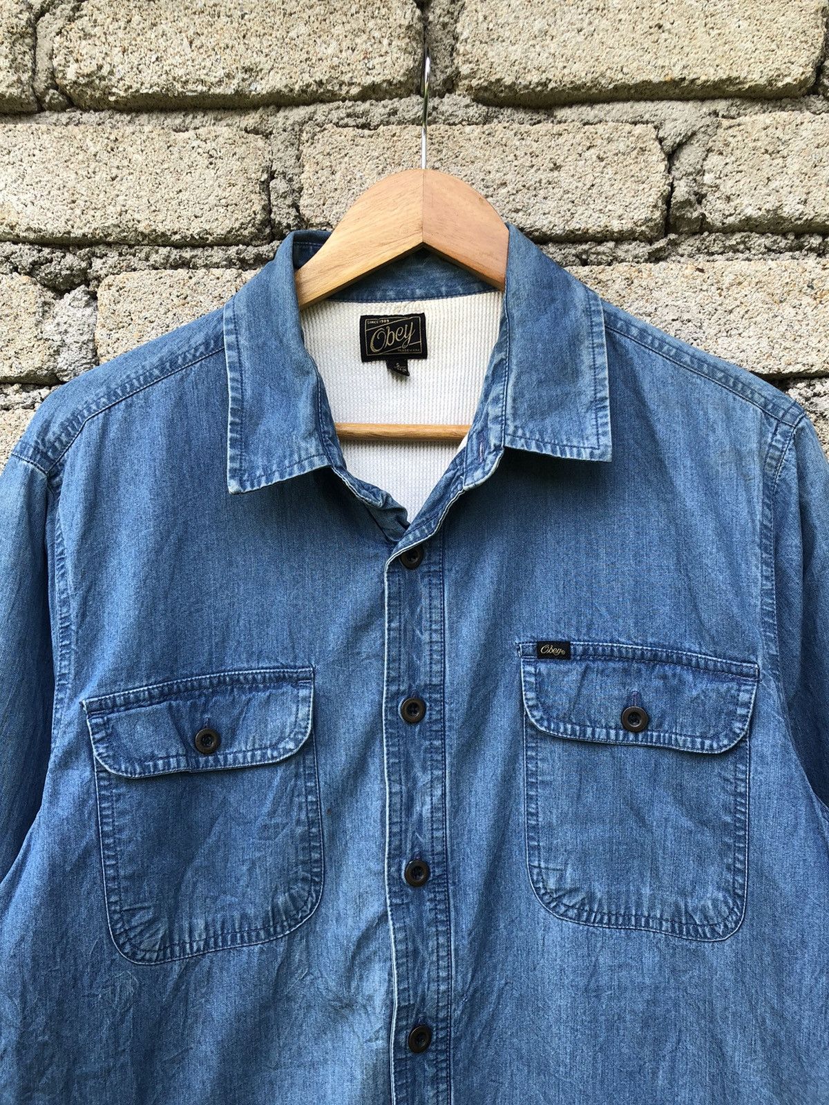 Obey Vintage Obey Thermal Buttons Jean Shirts Size US L / EU 52-54 / 3 - 8 Thumbnail