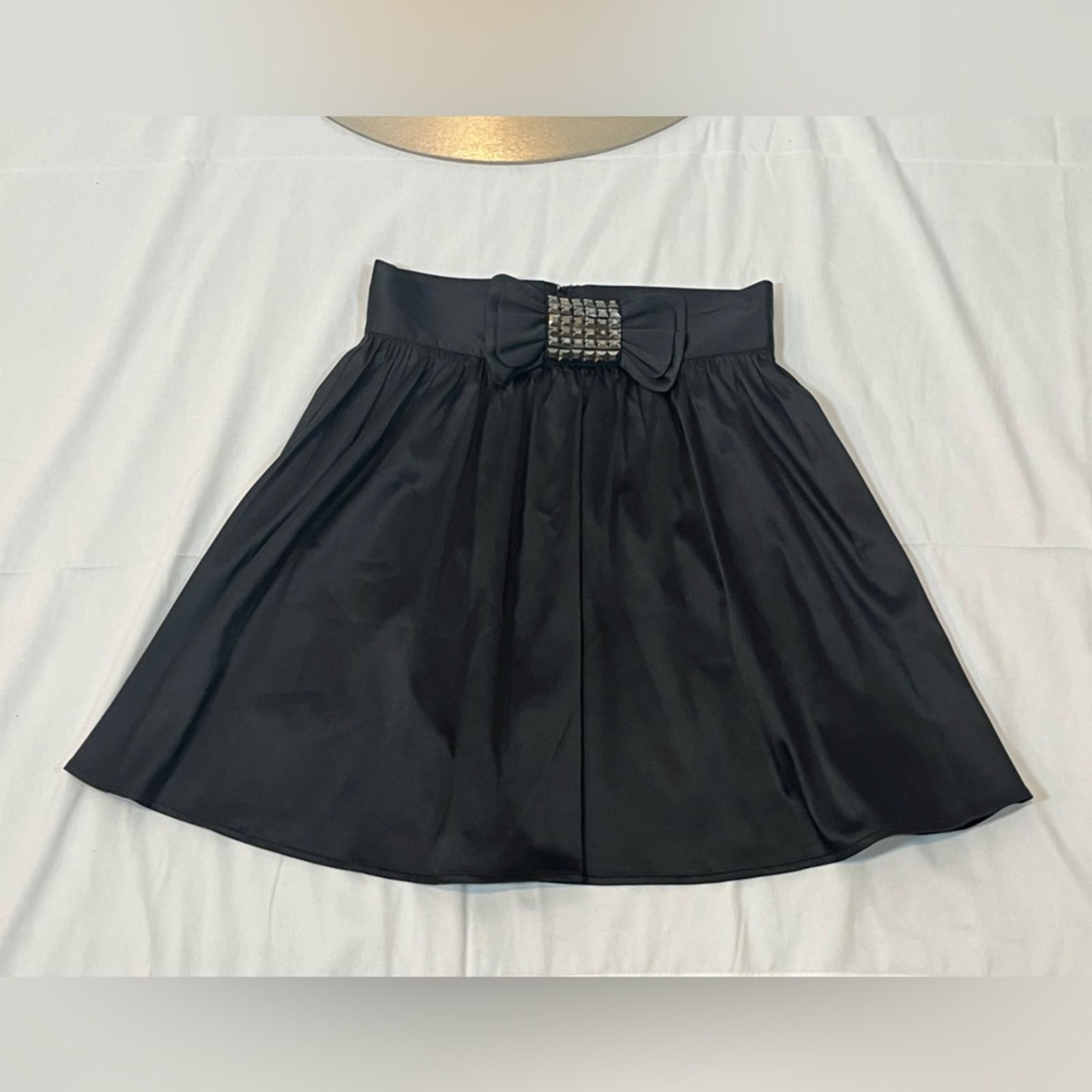 Fiorucci Fiorucci Black Satin Skirt With Studded Bow Size 27" / US 4 / IT 40 - 1 Thumbnail