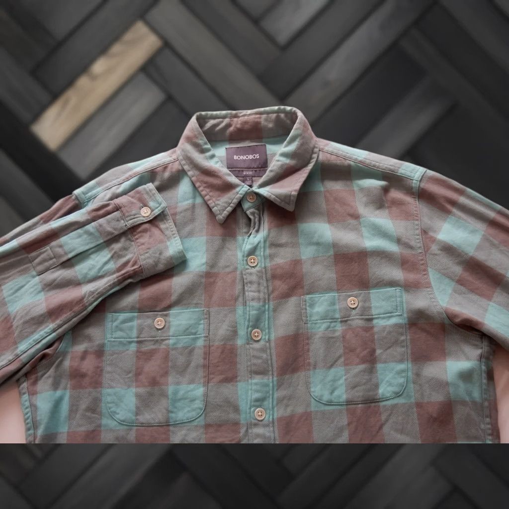 Bonobos Bonobos Button-Up Shirt Men's L Slim Plaid Gray Long Sleeve Size US L / EU 52-54 / 3 - 1 Thumbnail