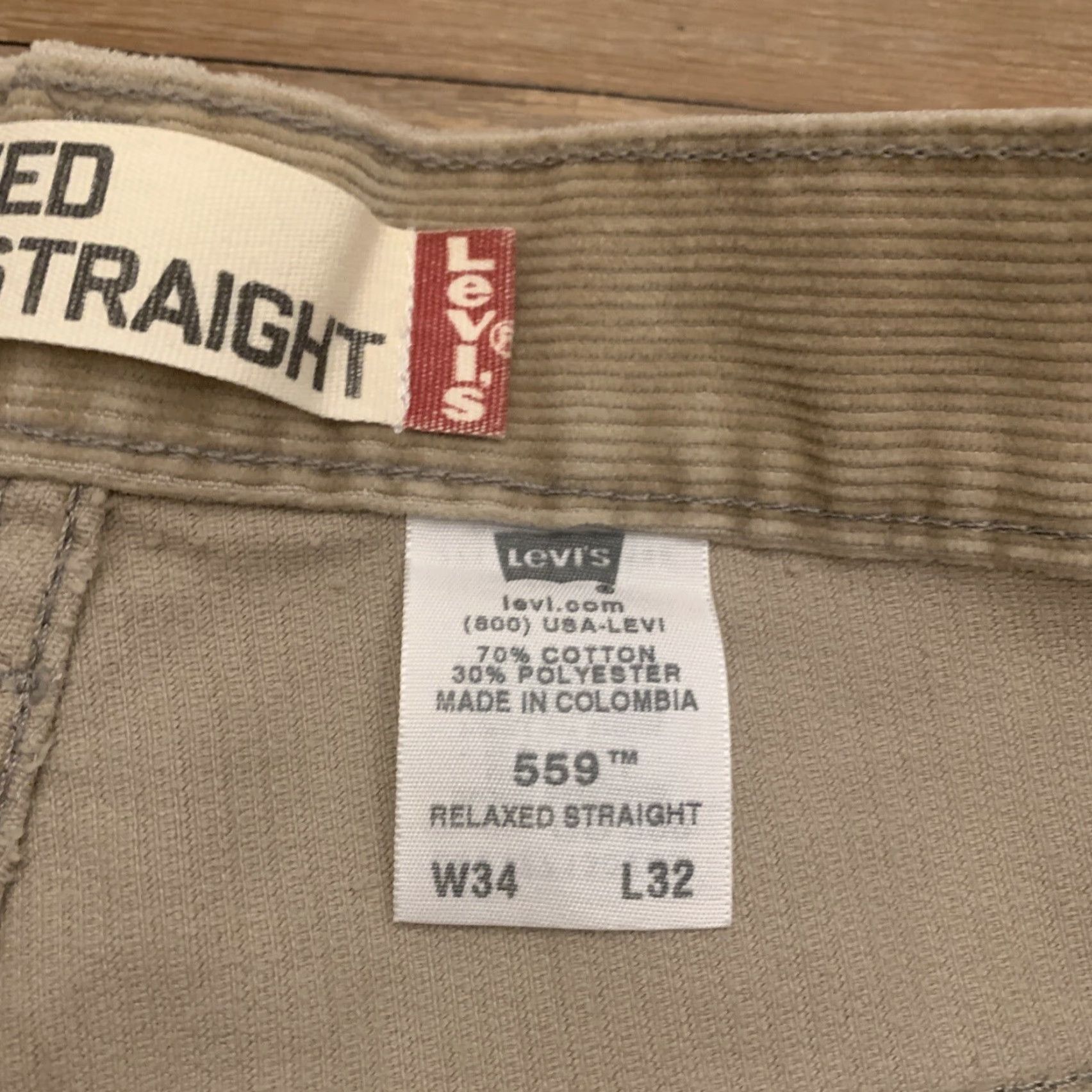 Levi's Levi's 559 Relaxed Straight Pants 34x32 Brown Corduroy Casual Skate Mens Size US 34 / EU 50 - 5 Thumbnail