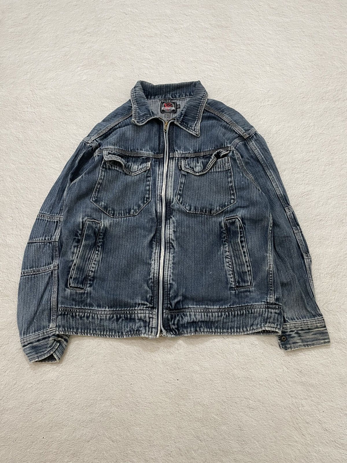 Japanese Brand 2000s Evenriver Washed Denim Zip Jacket Workwear Moto Style Size US L / EU 52-54 / 3 - 1 Thumbnail