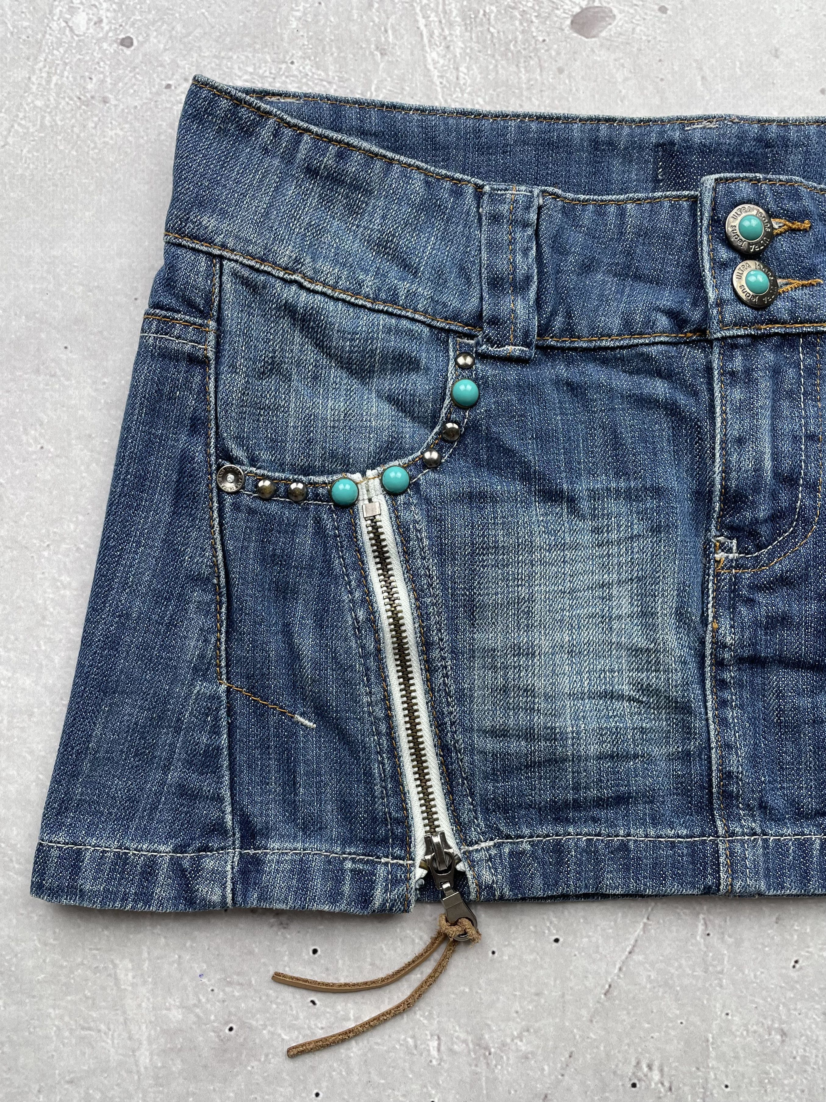 Japanese Brand × Vintage Vintage Zipped Jeans Mini Skirt Size 26" / US 2 / IT 38 - 2 Thumbnail