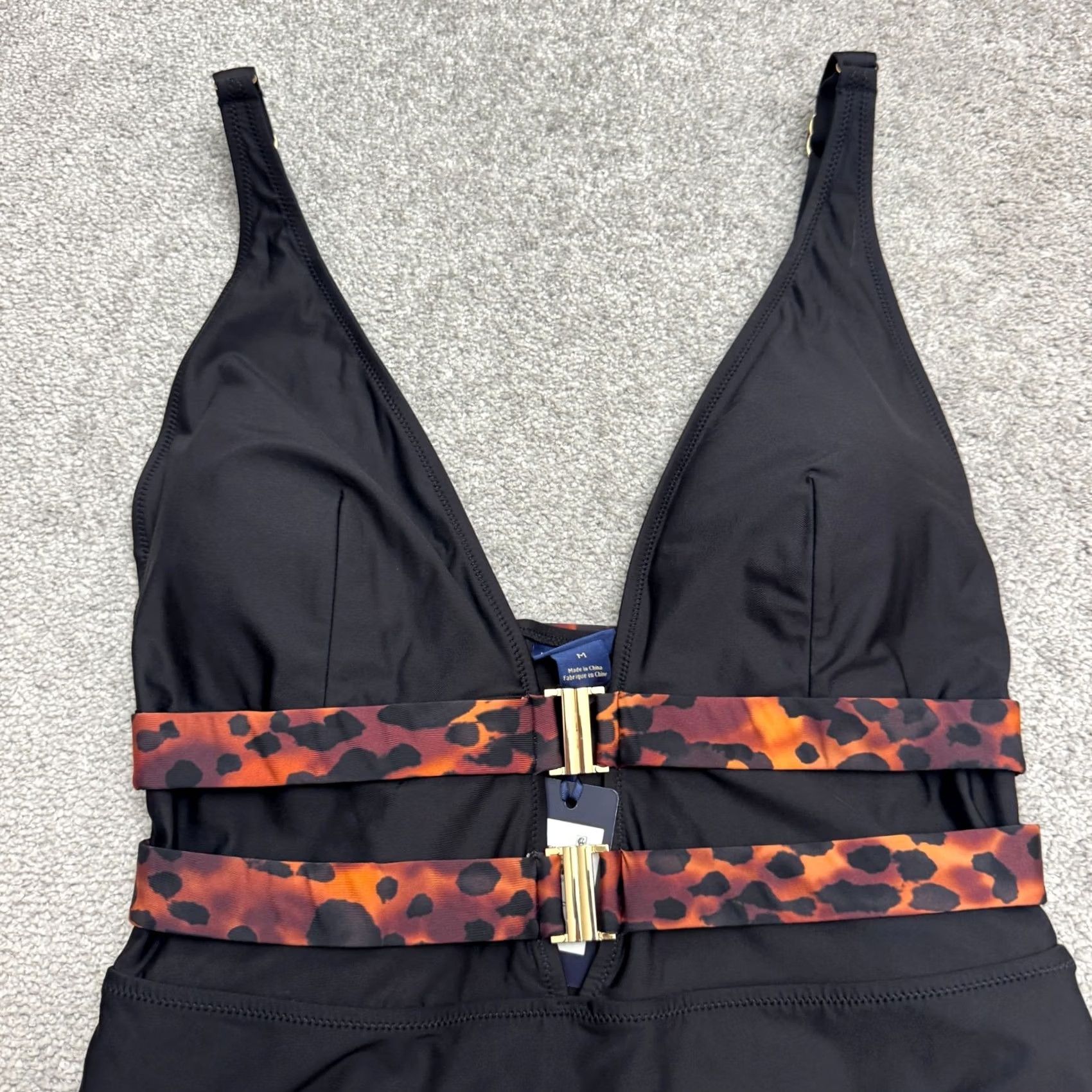 Vintage Fox & Royal One Piece Beach Leopard Belted Swimwear Bodysuit M Black Animal Print Velcro? Size M / US 6-8 / IT 42-44 - 3 Thumbnail