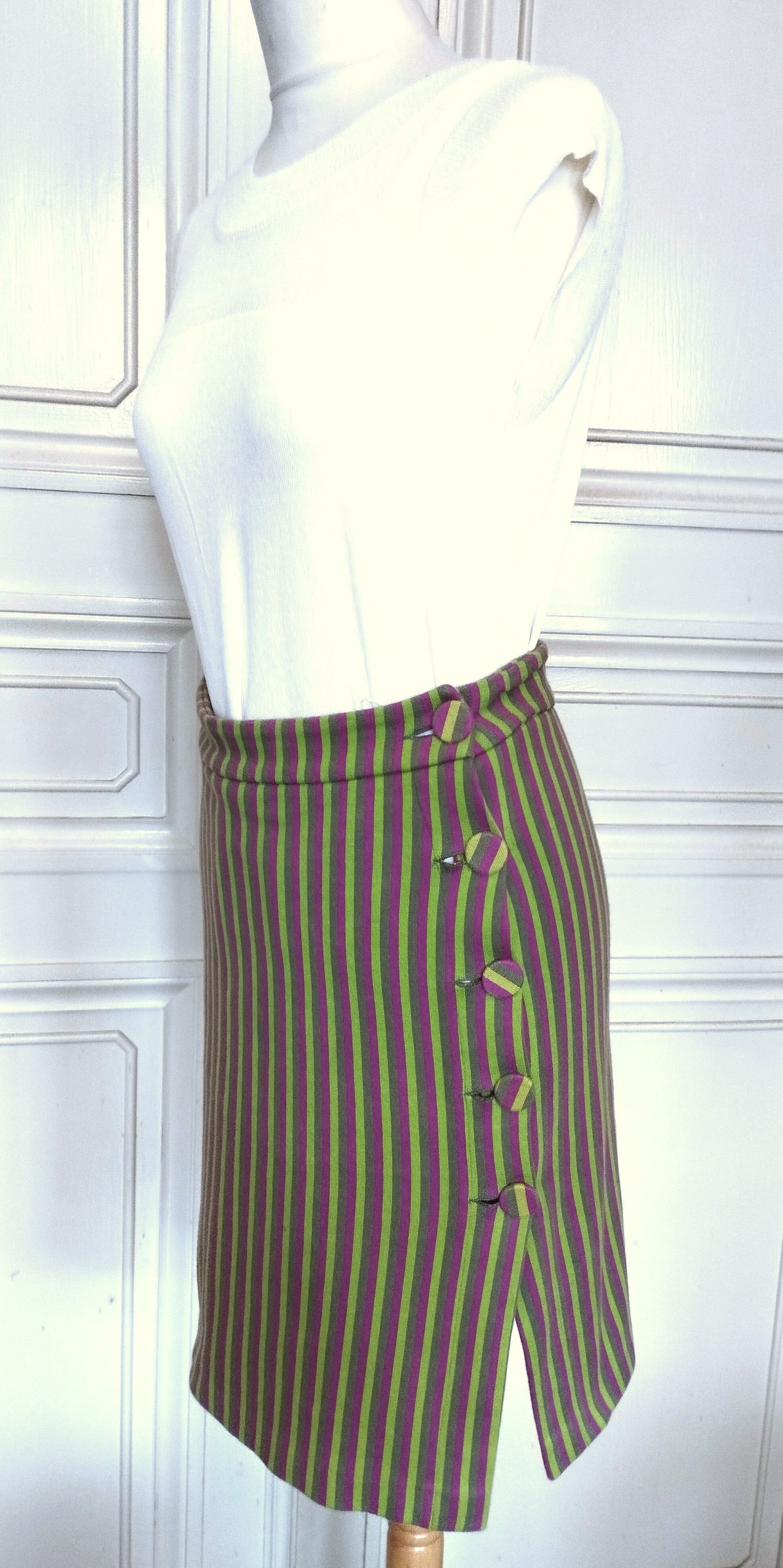 agnes b. Agnes B Jupe Retro Bayadere T S Size 26" / US 2 / IT 38 - 7 Thumbnail