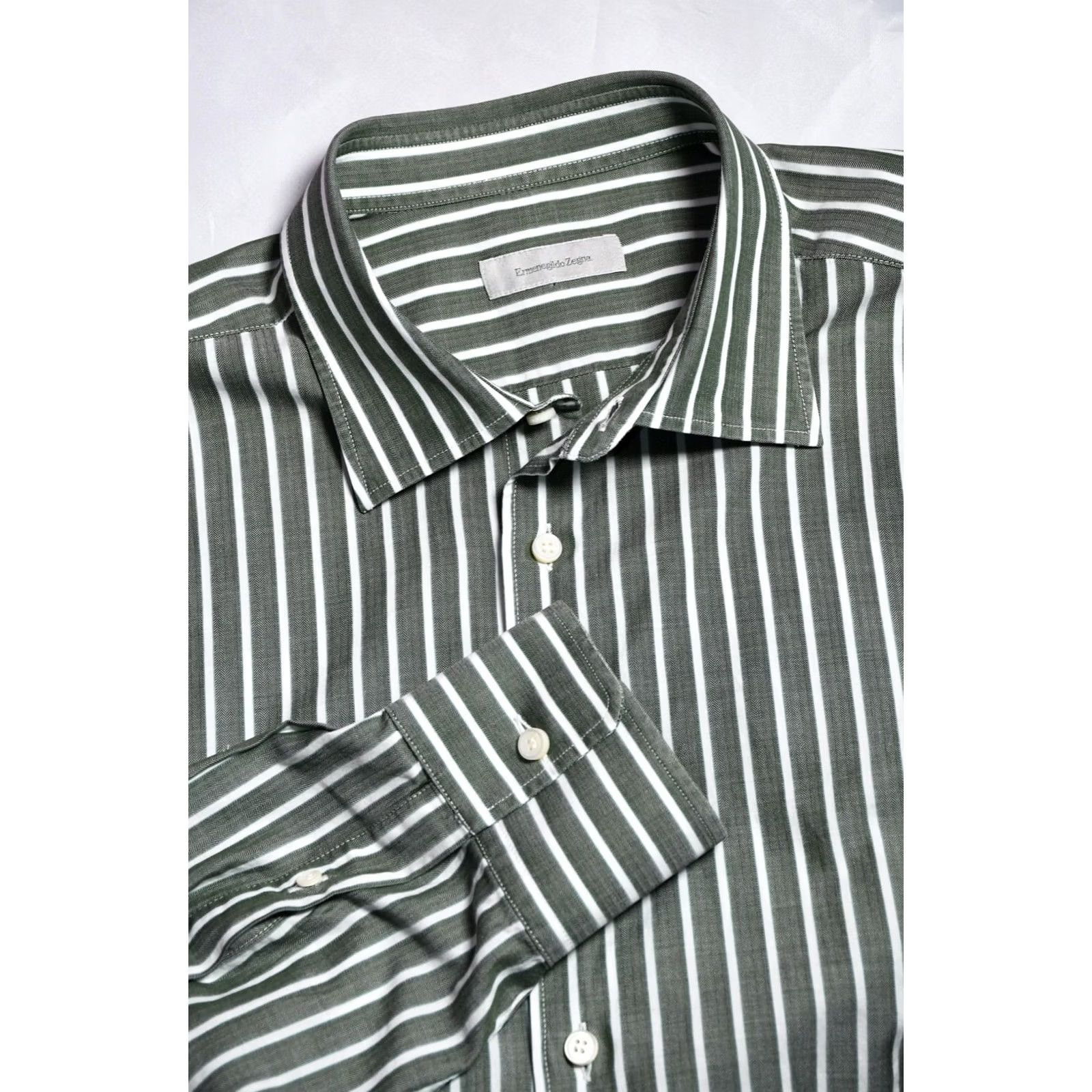 Ermenegildo Zegna Ermenegildo Zegna Long Sleeve Shirt Striped Button-Up 2XL Men Multicolor Cotton Classic Chest 24.8in Back 31.89in Front 25.98in Italy Brand Mens Size US XXL / EU 58 / 5 - 7 Thumbnail