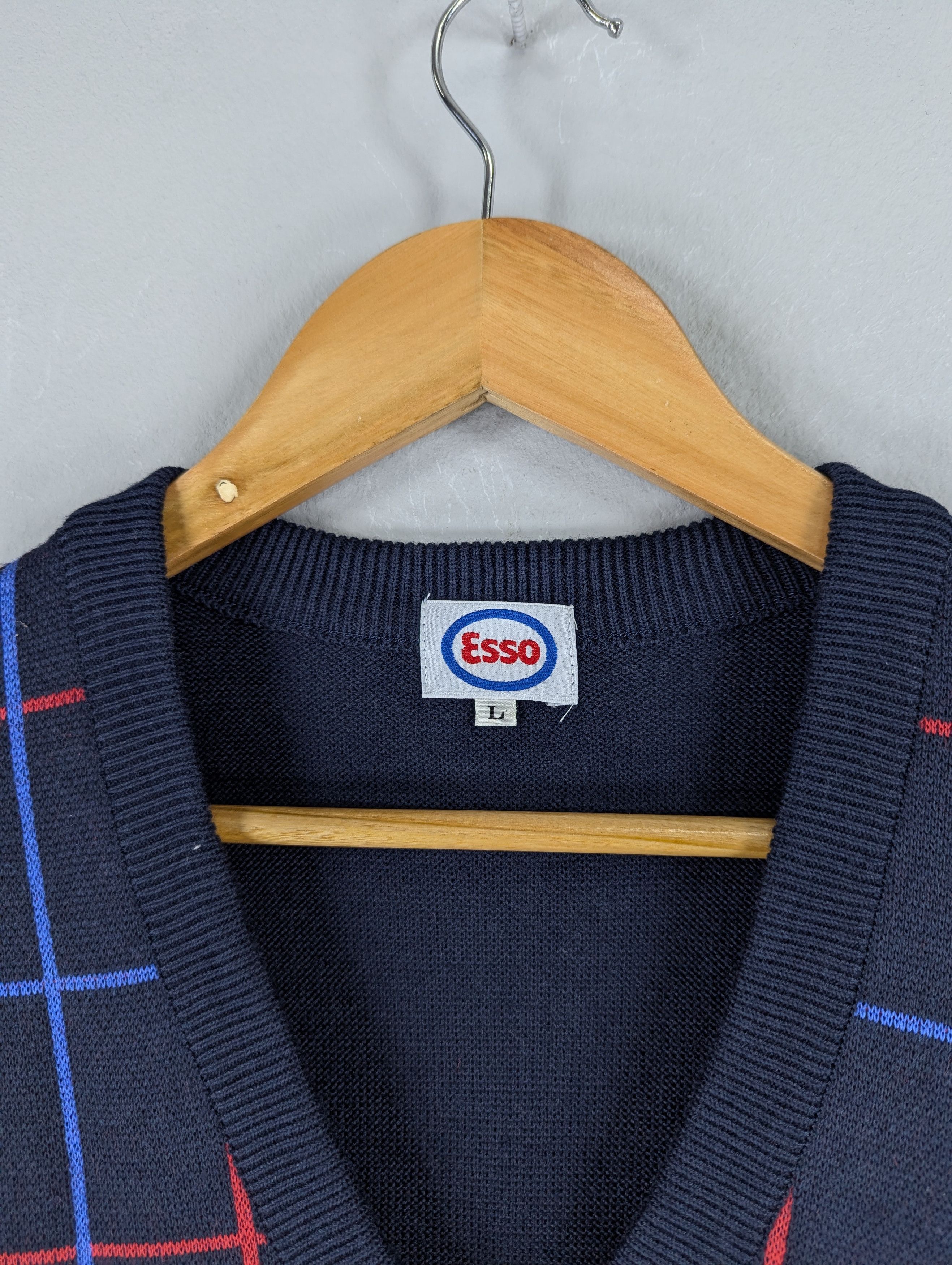 Japanese Brand Vintage 90s Esso Oil Acrylic Vest Jacket Size US M / EU 48-50 / 2 - 5 Thumbnail