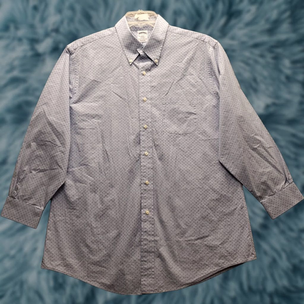 Brooks Brothers Brooks Brothers Dress Shirt Mens 17 Multi Geometric Formal Collar Button Down EUC Size 46R - 1 Thumbnail