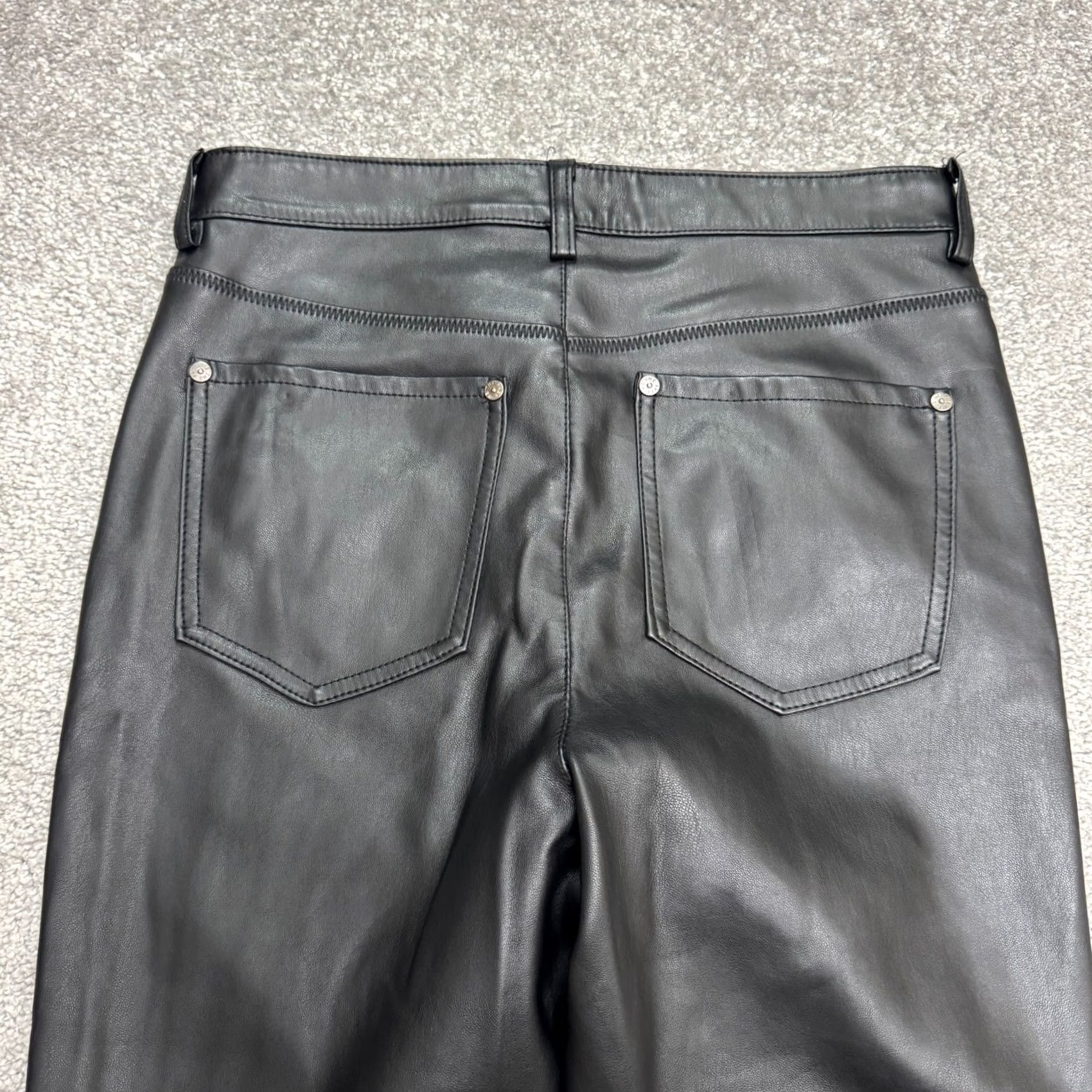 Free People Free People Pants Skinny Black Womens 29 Classic High Rise Flat Front Button Zip Stretch Leather Look Vegan Faux Leather Size 29" - 3 Thumbnail