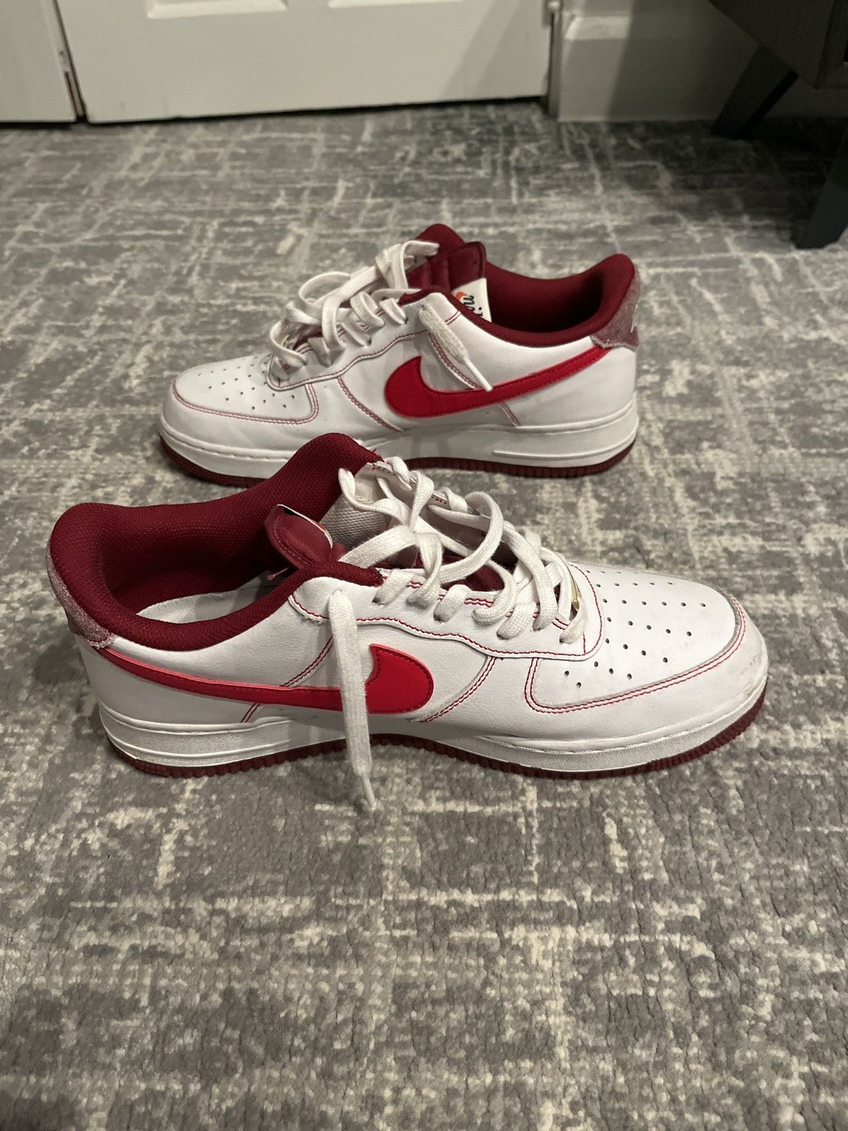 Nike Double Red and White Air Forces Size US 11 / EU 44 - 5 Thumbnail