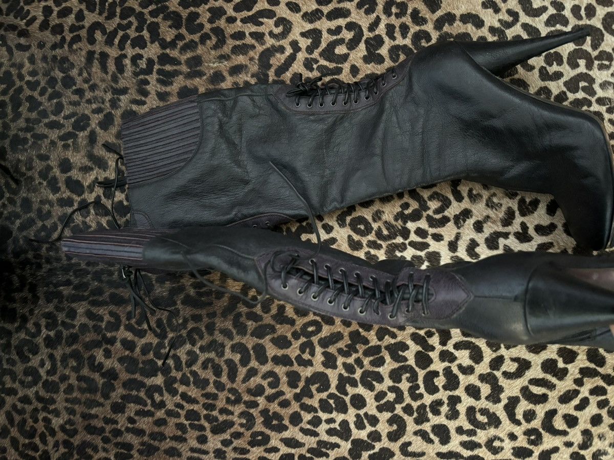 Miu Miu Thigh high miu miu high heel laced leather boots Size US 10 / IT 40 - 3 Thumbnail