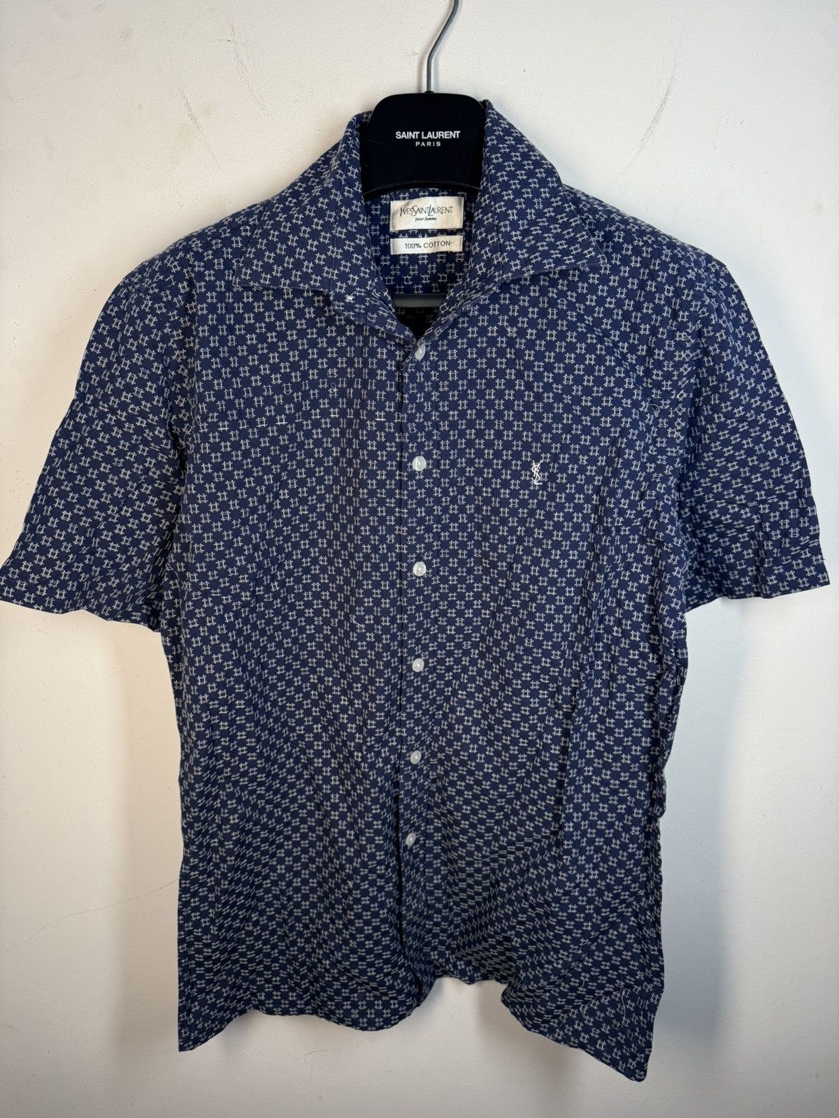 Yves Saint Laurent Royal Blue YSL Shirt Cotton Summer Yves Saint Laurent Size US M / EU 48-50 / 2 - 2 Thumbnail