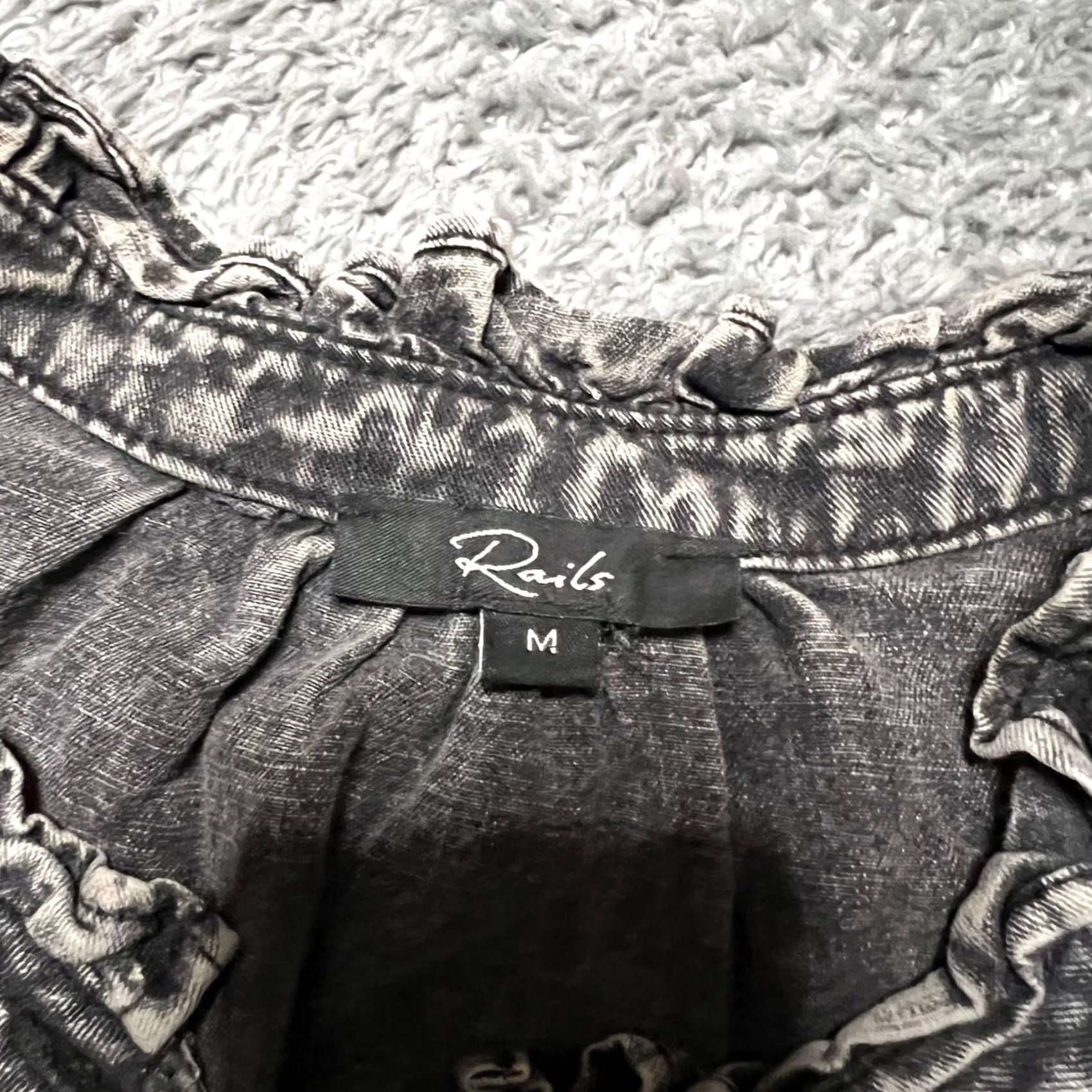 Rails Rails Shirt Womens Medium Camille Acid Wash Ruffle Faded Black Size M / US 6-8 / IT 42-44 - 6 Thumbnail