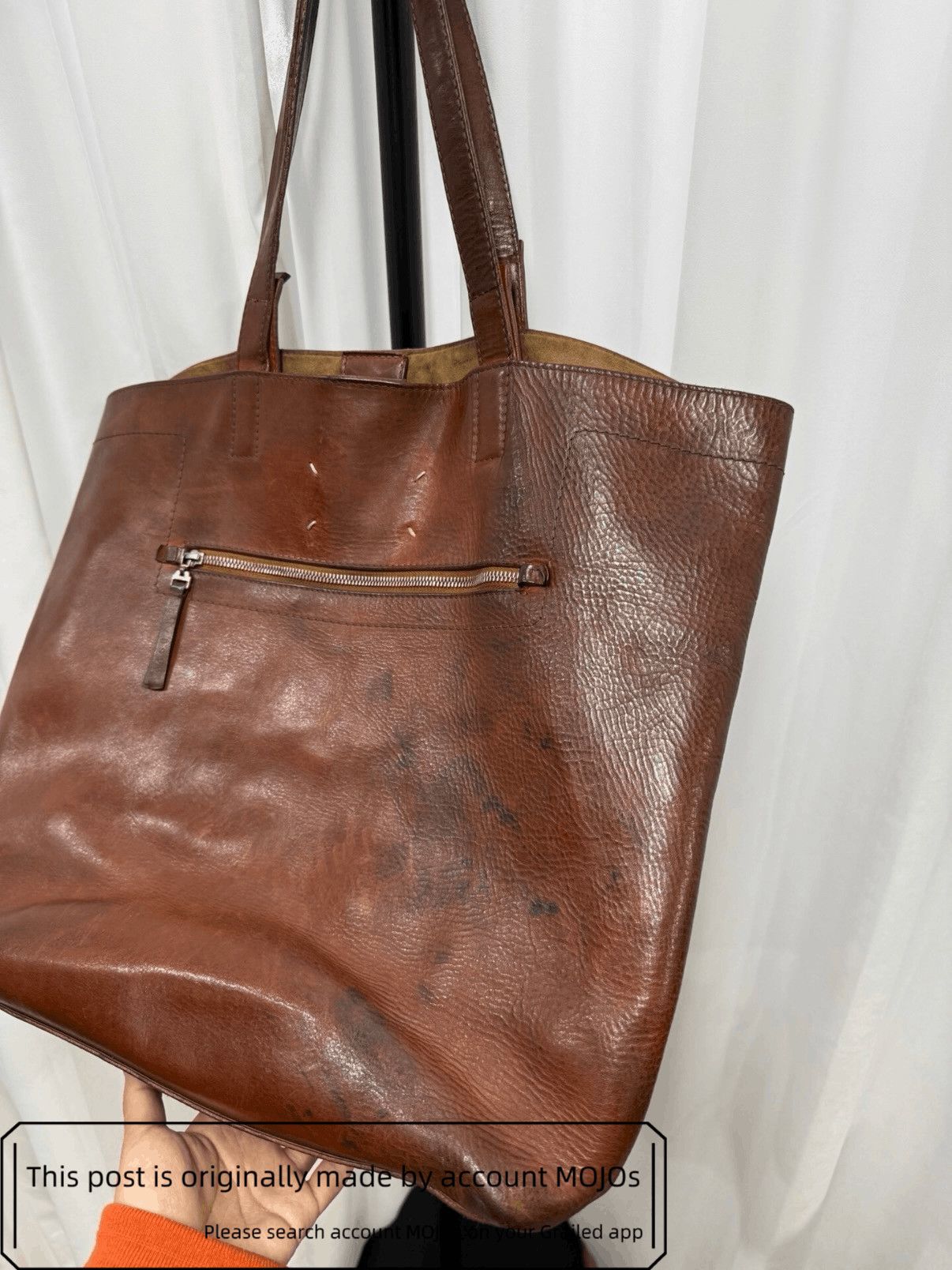 Maison Margiela Maison Margiela Leather Brown Tote Bag mojos0 Size ONE SIZE - 9 Thumbnail
