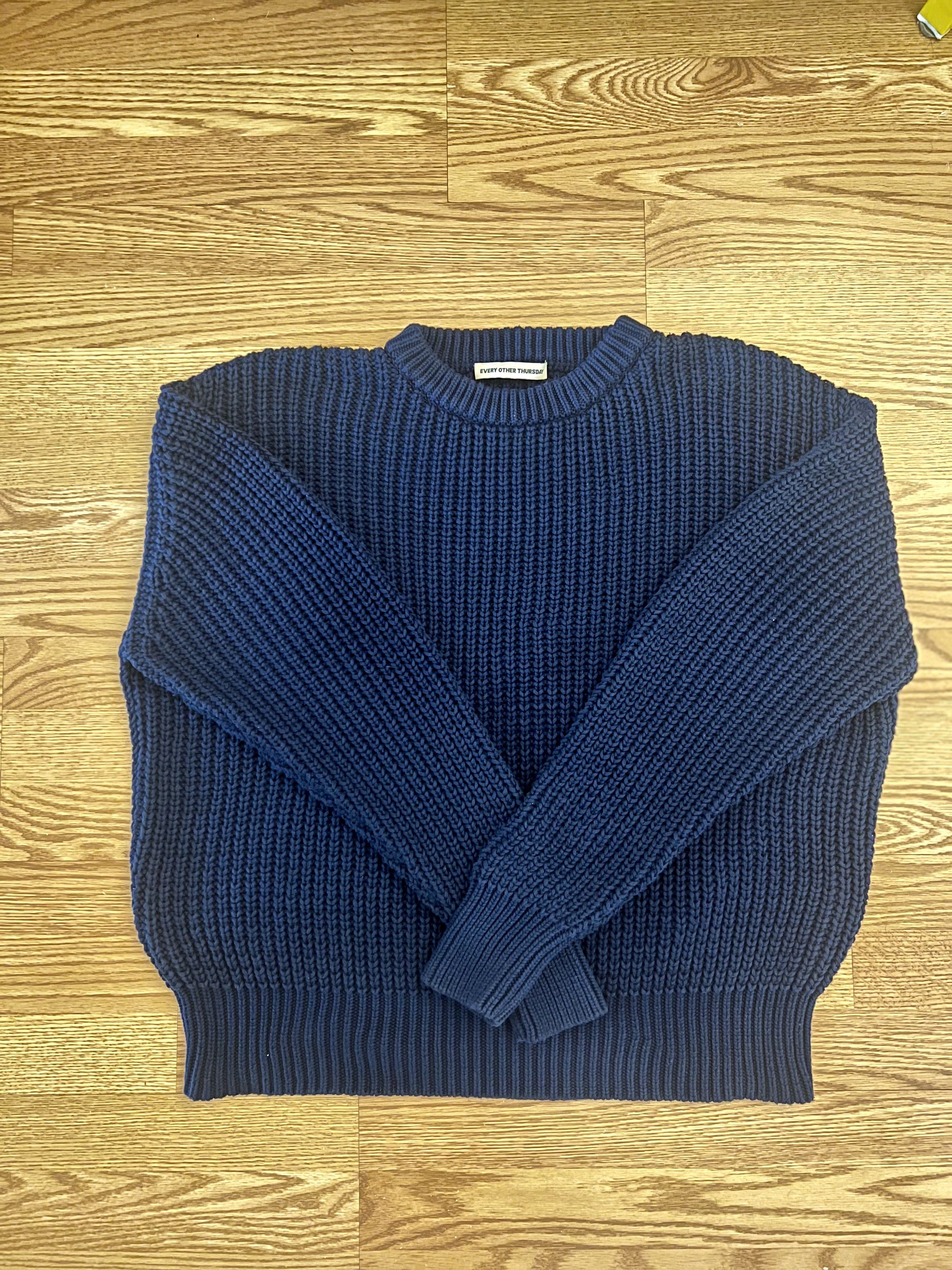 image of Fisherman Knit Sweater in Navy, Men's (Size Medium)