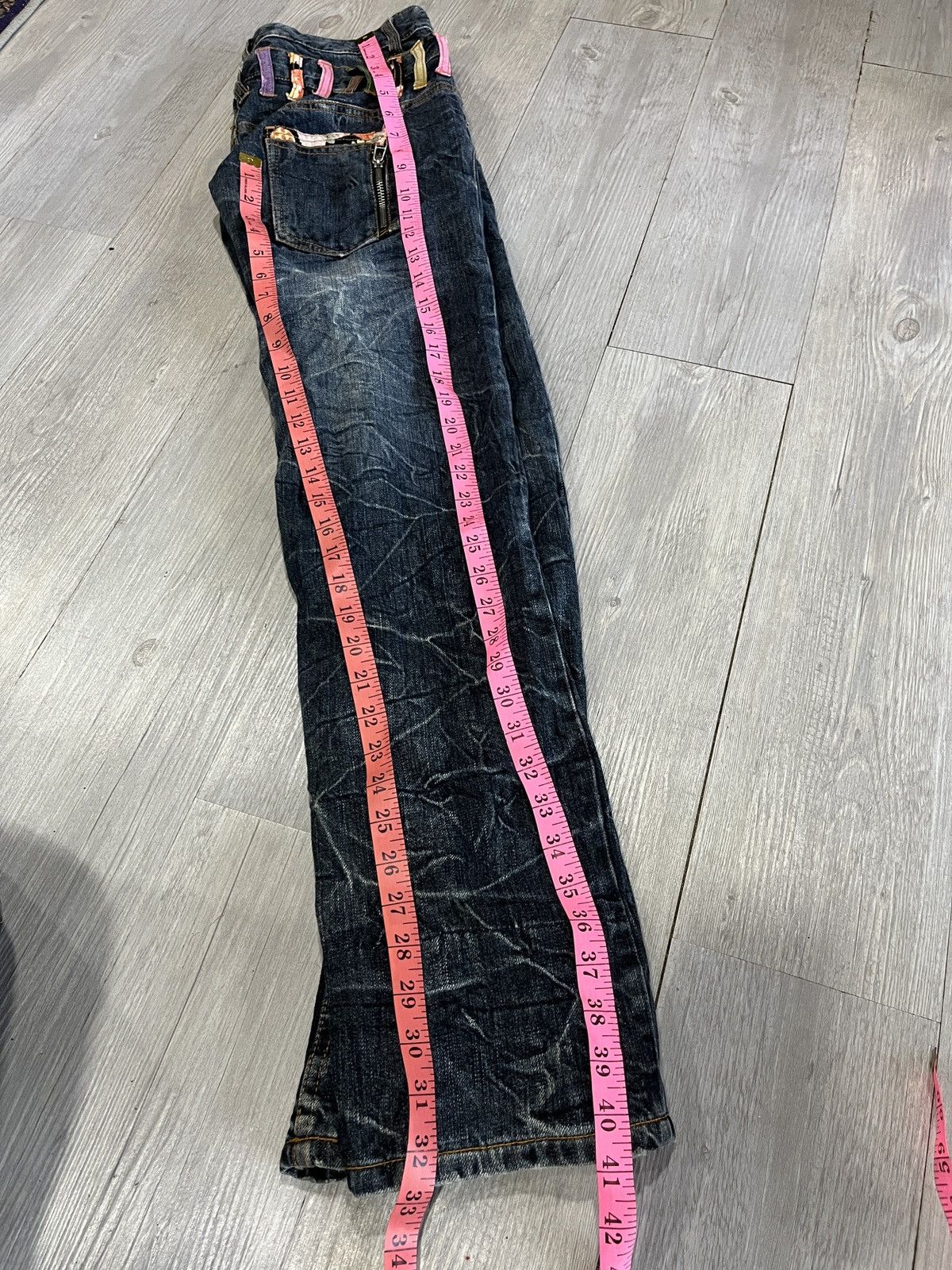 Japanese Brand RARE JEANS Double Waist Flower Distressed Denim Size US 28 / EU 44 - 13 Thumbnail