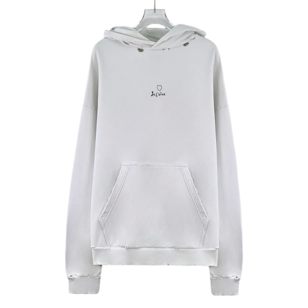 Balenciaga Balenciaga White Hole Design Cotton Hooded Sweatshirt K26WX Size XS / US 0-2 / IT 36-38 - 1 Thumbnail