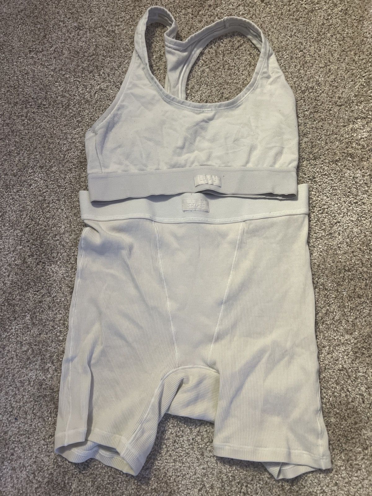 SKIMS SKIMS COTTON RIB BIKER SHORT SET | Grailed