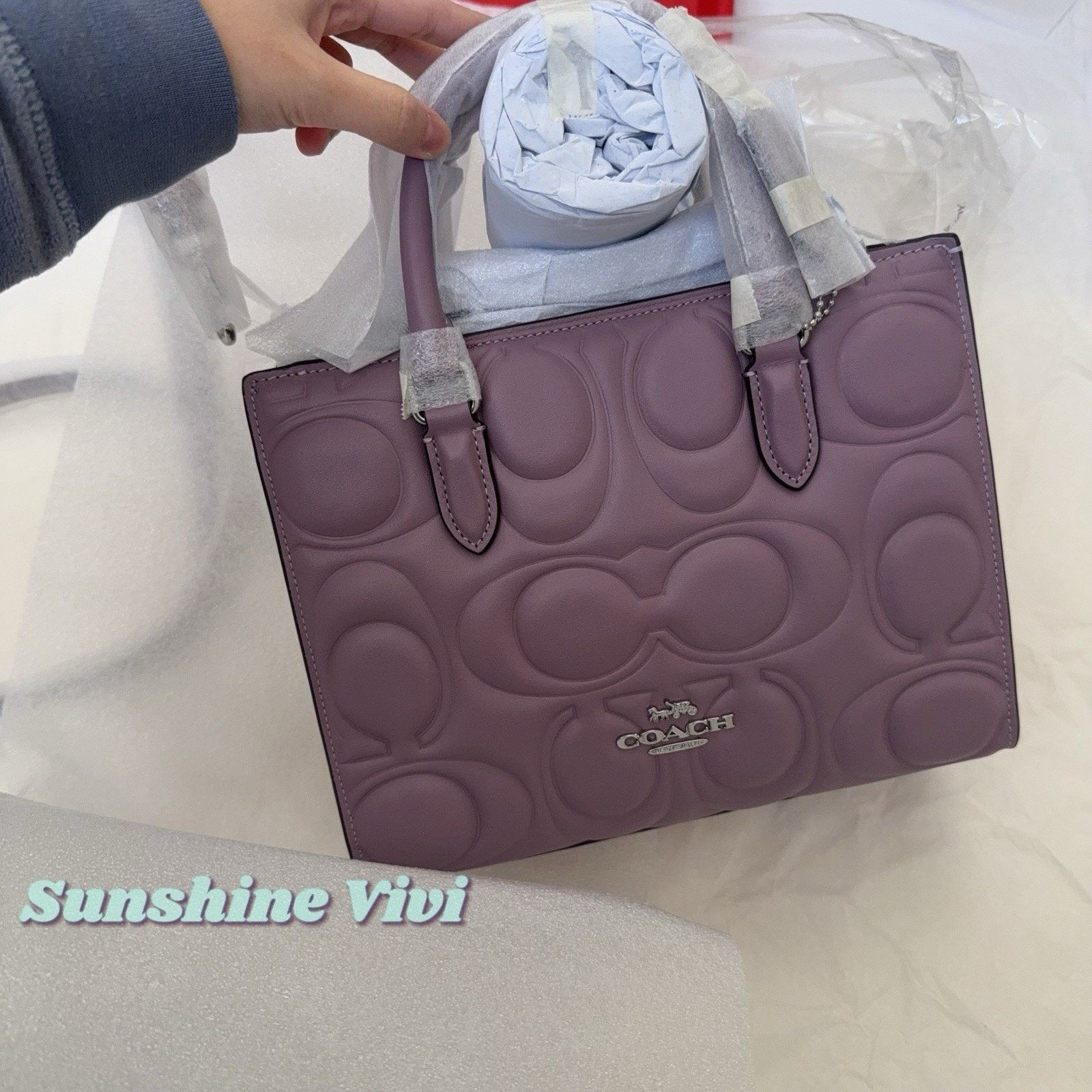 Coach NWT Coach Maggie Small Tote Bag Leather Silver Jasmine CY670 Size ONE SIZE - 5 Thumbnail