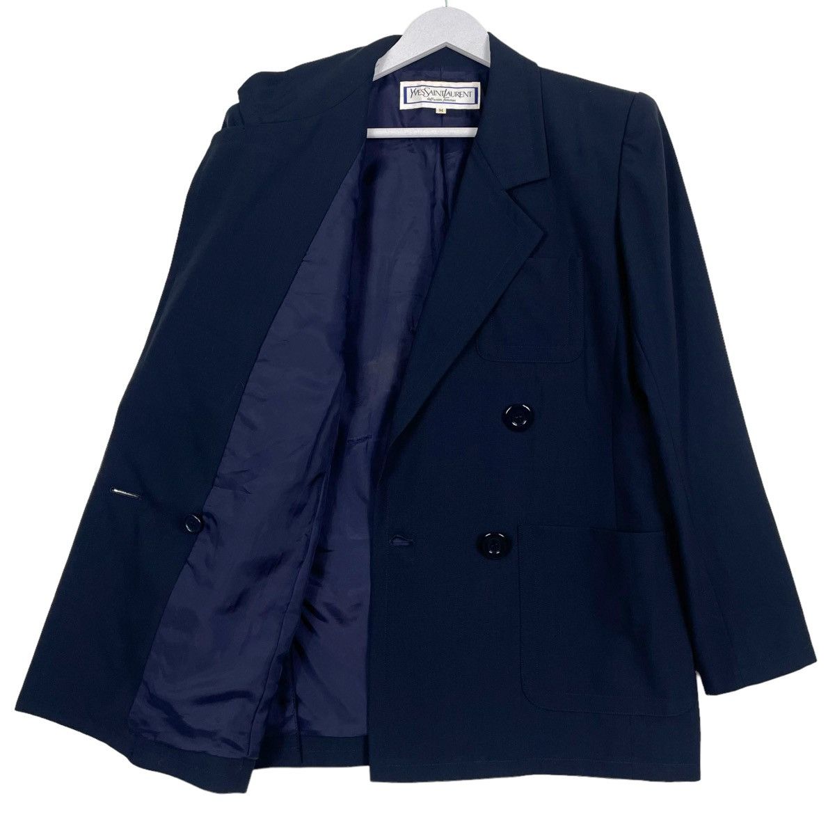 Vintage × Yves Saint Laurent 💥YVES SAINT LAURENT NAVY COAT BLAZER JACKET Size M / US 6-8 / IT 42-44 - 6 Thumbnail