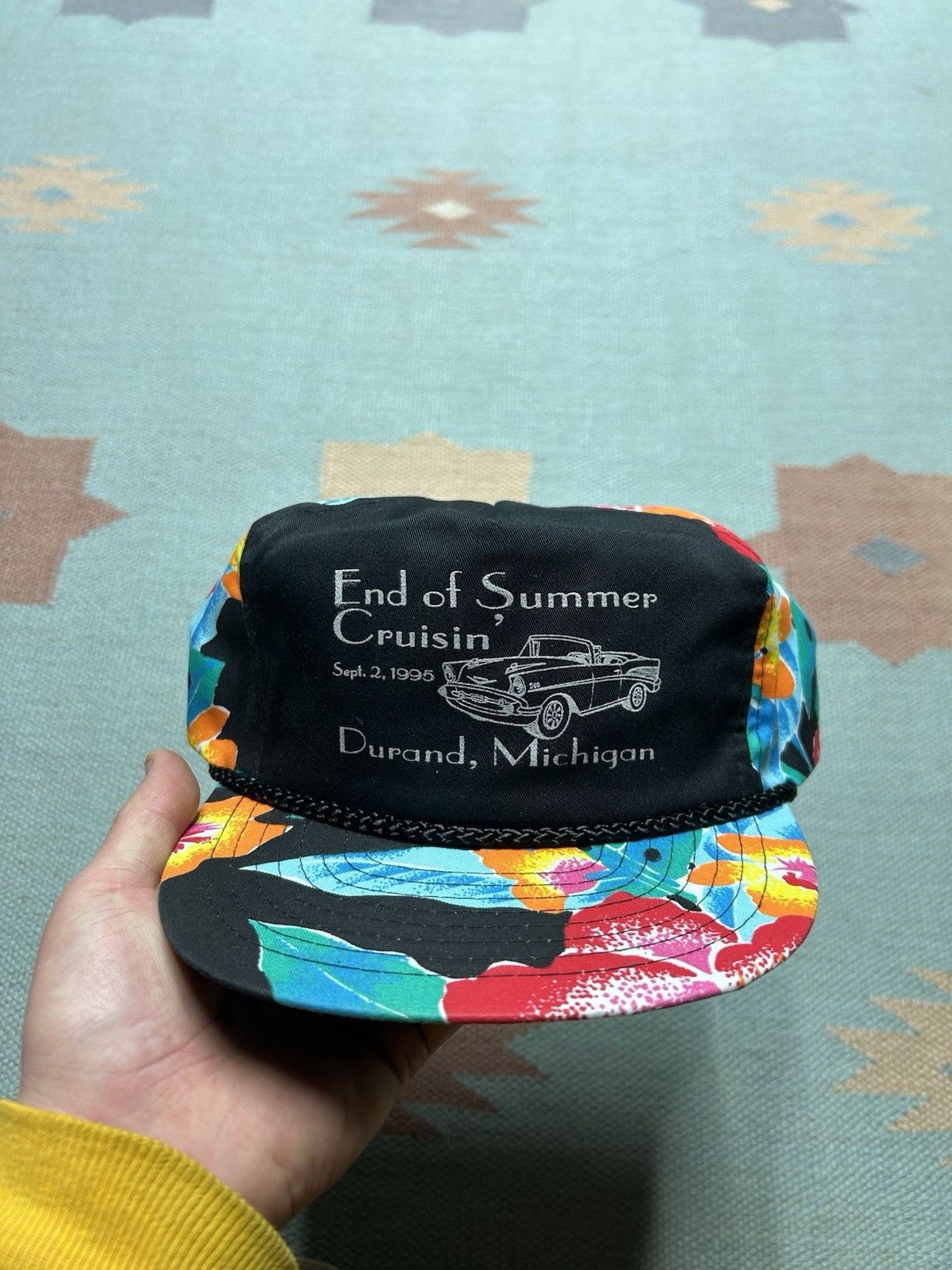 Vintage Vtg hat summer cruising classic car Michigan floral Hawaiian Size ONE SIZE - 2 Thumbnail
