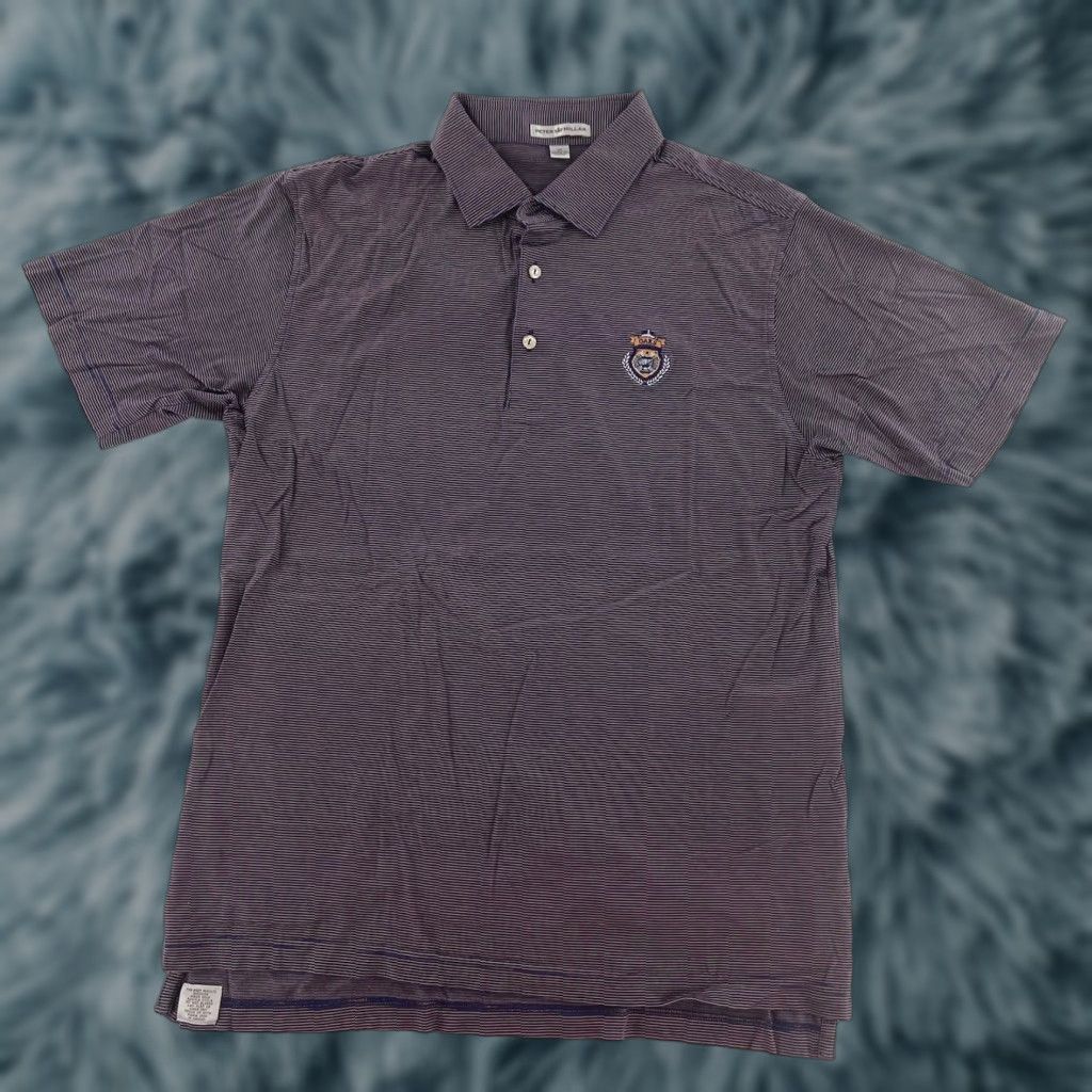 Peter Millar VINTAGE Peter Millar Polo Shirt Adult Medium Purple Striped Cotton Golf Logo Eagle 90s Mens Size US M / EU 48-50 / 2 - 1 Thumbnail