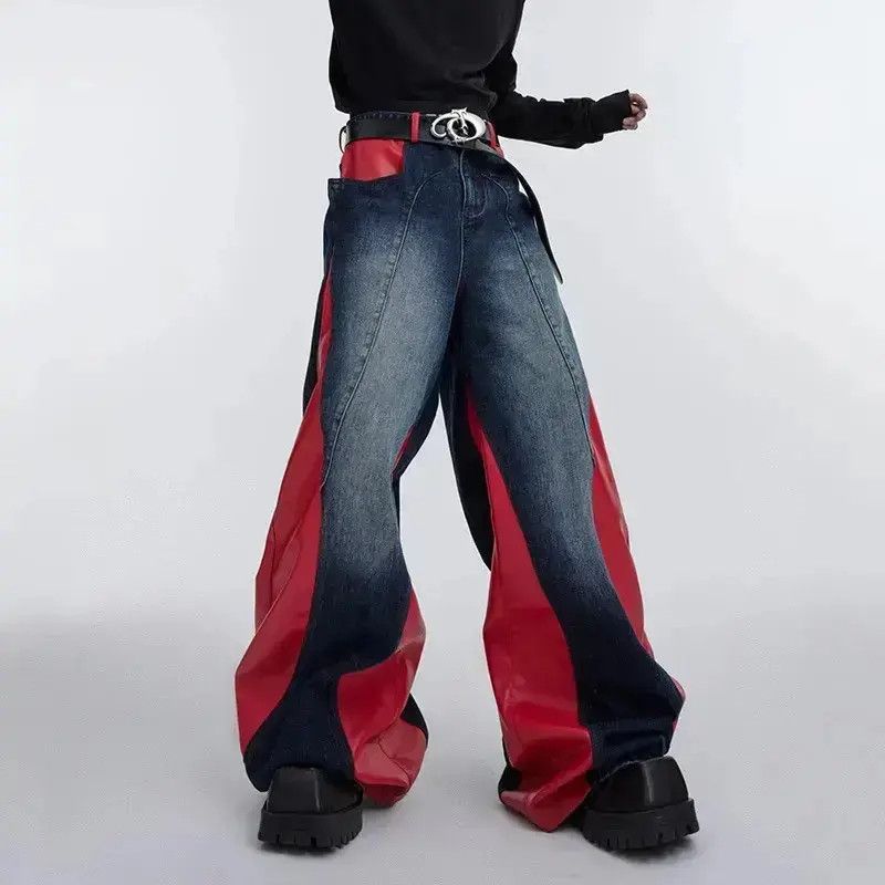 Japanese Brand Streetwear PU Leather Spliced Jeans Size US 32 / EU 48 - 2 Thumbnail
