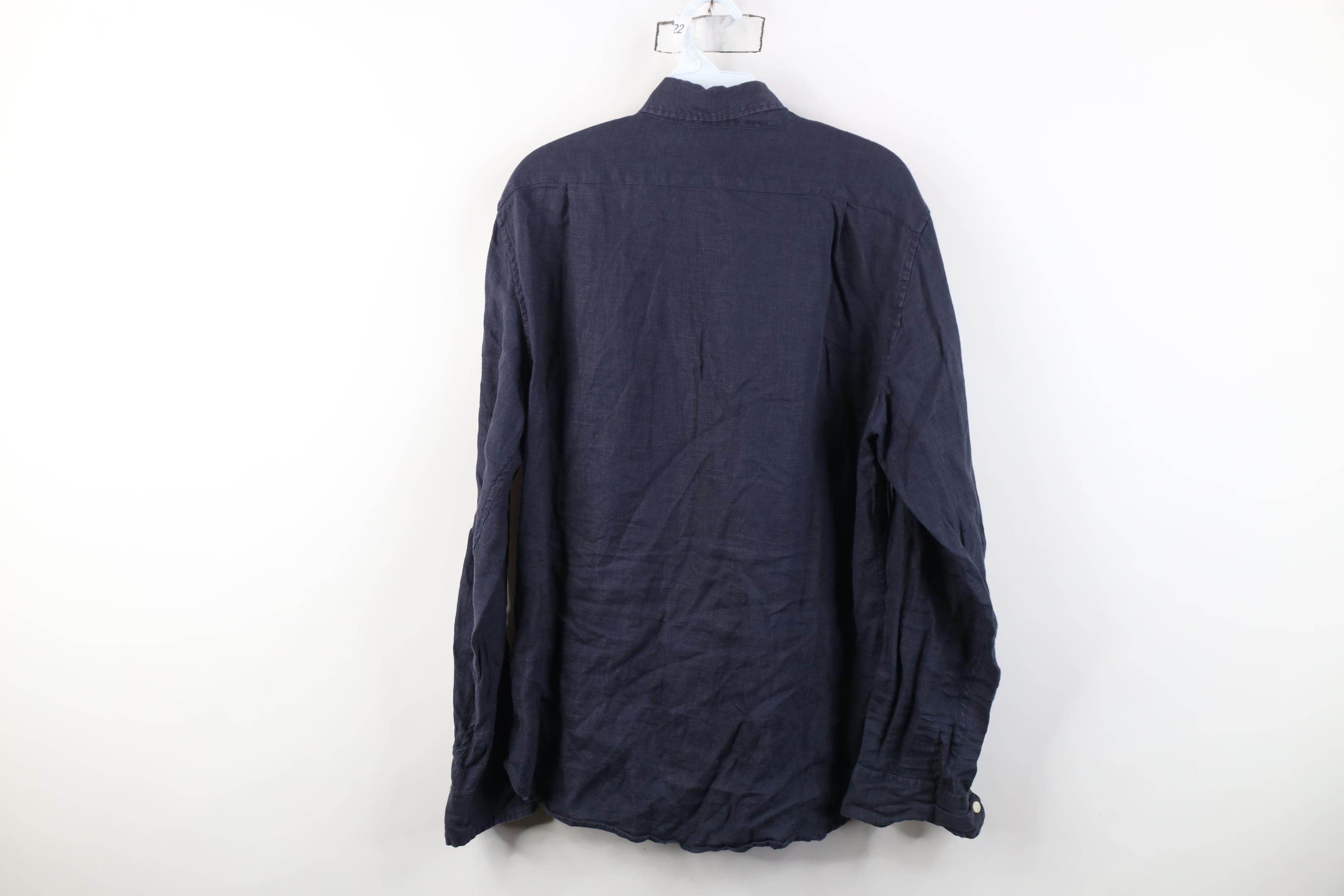 J.Crew J Crew Faded Linen Knit Collared Button Down Shirt Navy Blue Size US M / EU 48-50 / 2 - 13 Thumbnail