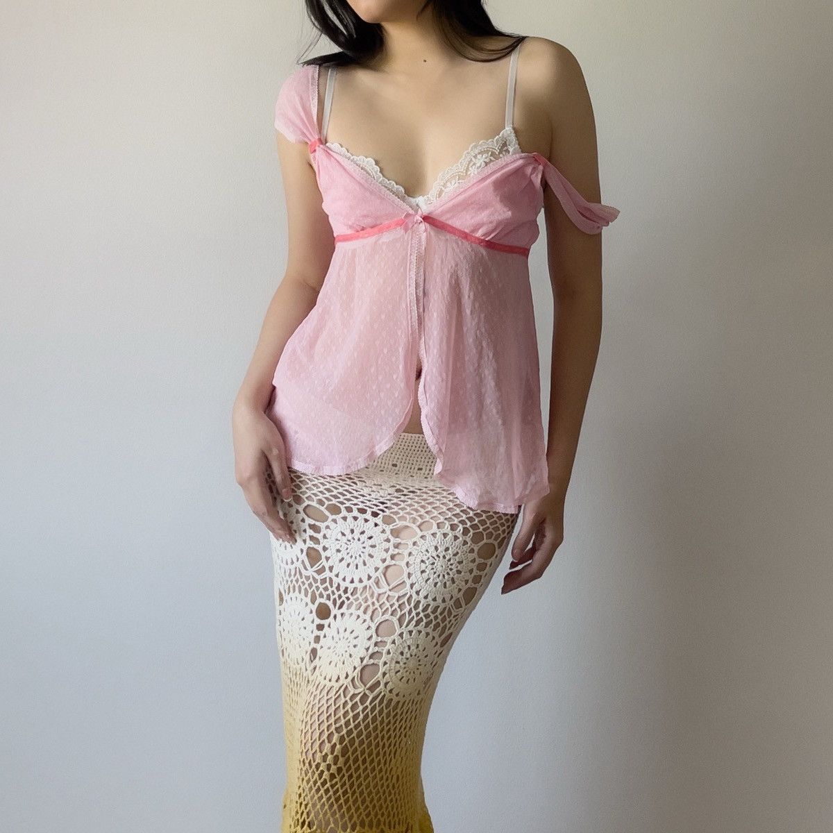 Victoria's Secret Victoria’s Secret Pink Heart Mesh Camisole (S) Size S / US 4 / IT 40 - 1 Thumbnail