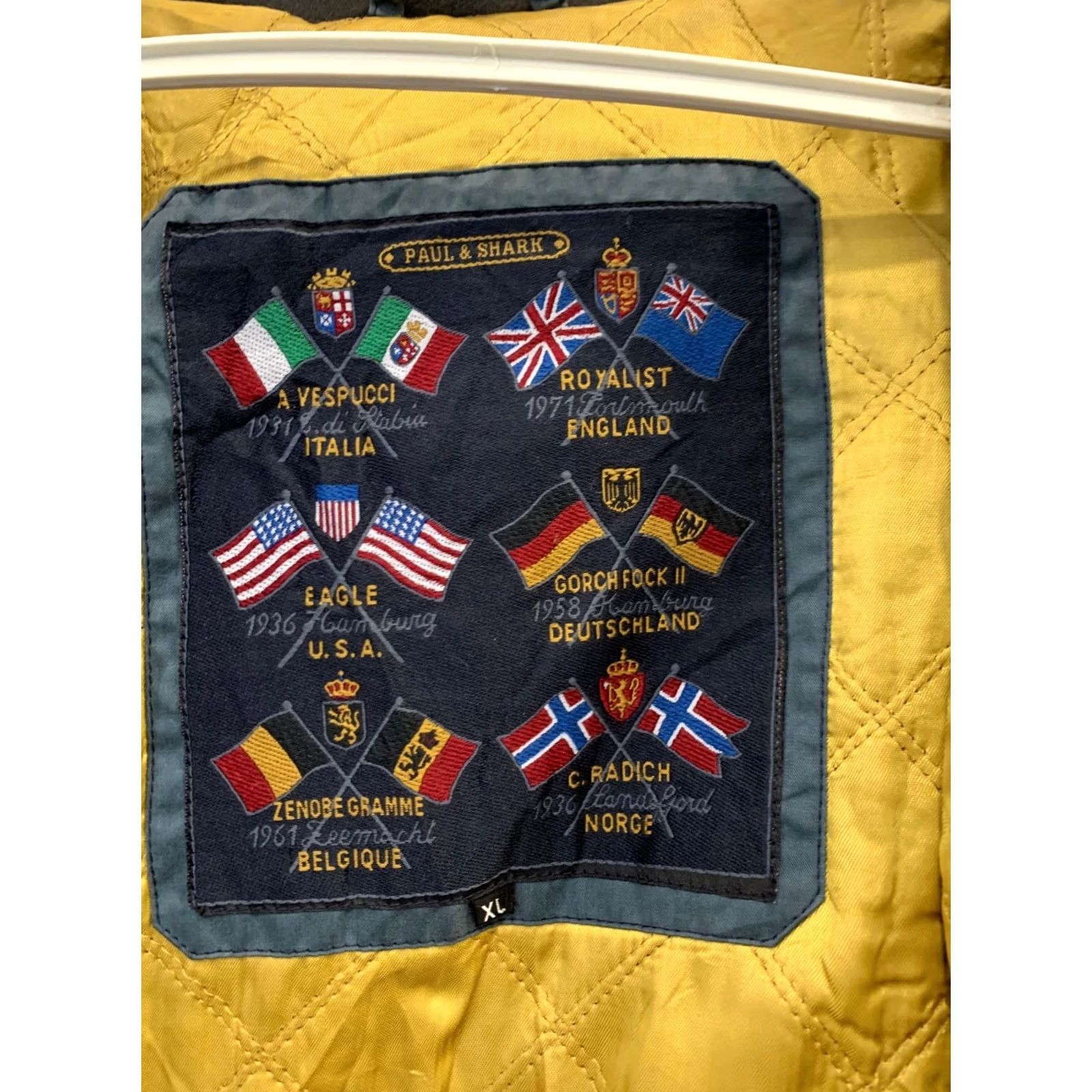Paul & Shark VINTAGE Paul & Shark Yachting Jacket XL Green Wool Blend Nautical Flags Italy Mens Size US XL / EU 56 / 4 - 4 Thumbnail