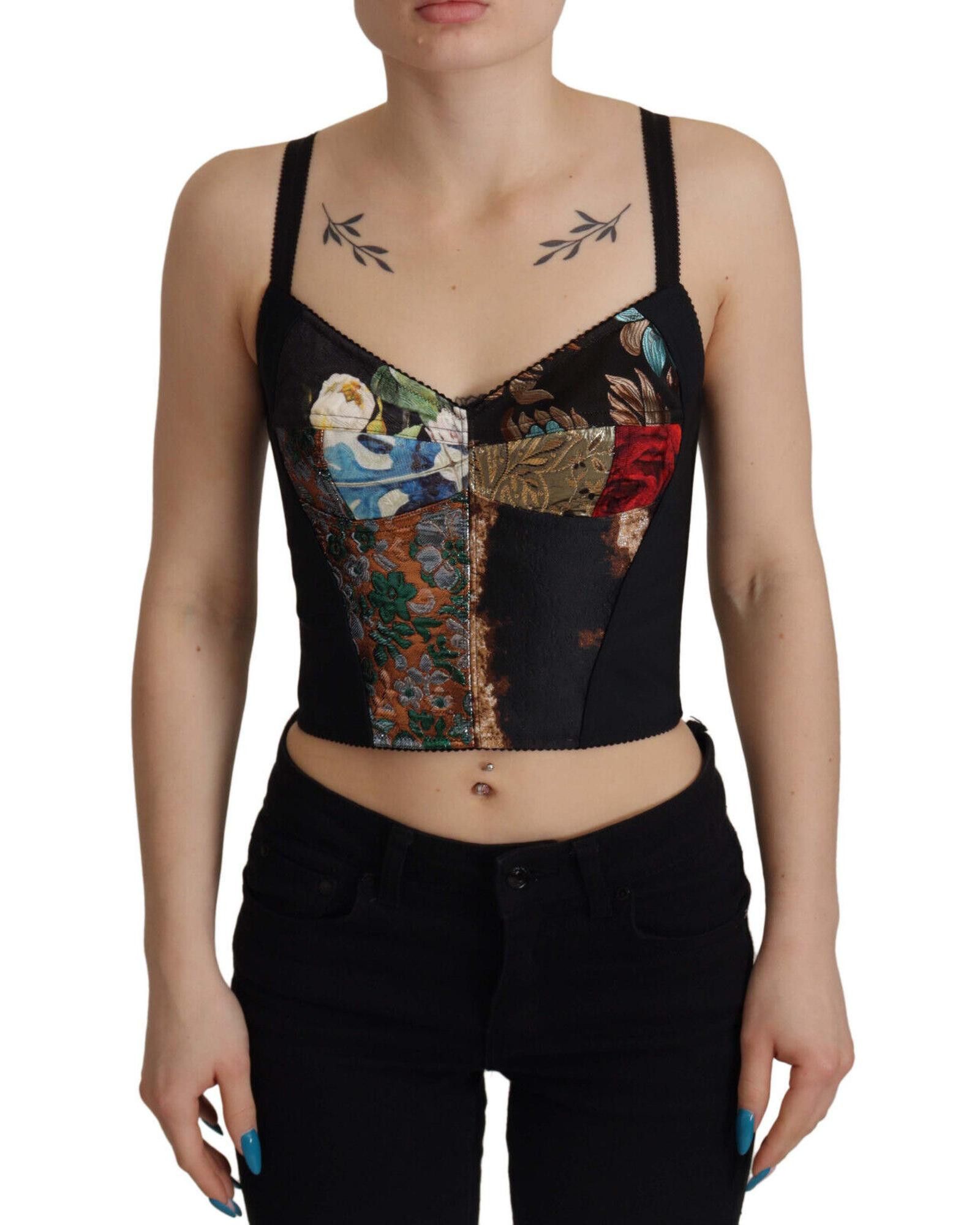 image of Dolce Gabbana Patchwork Sicily Cropped Top, Women's (Size XS)