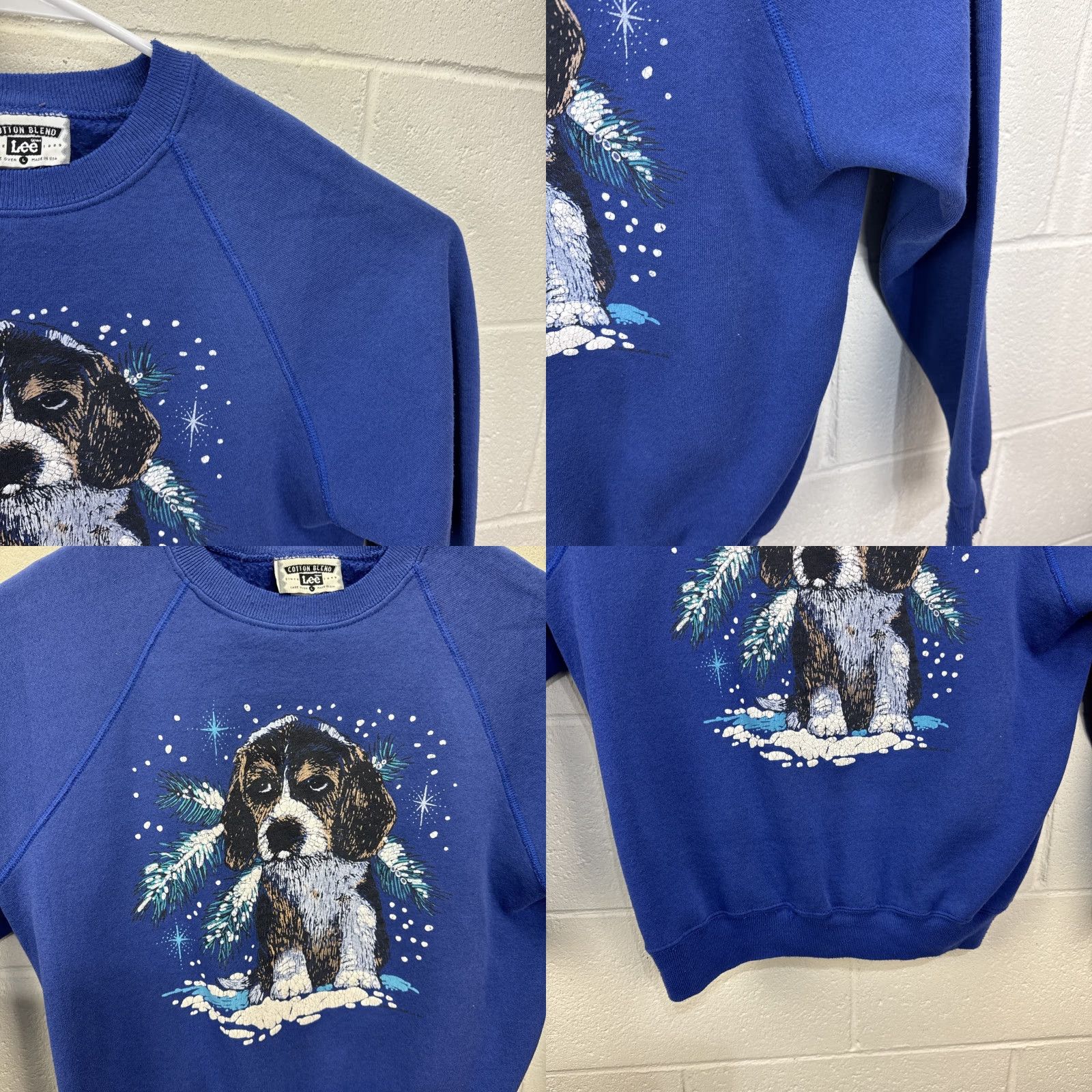 Lee VINTAGE Lee Dog Sweatshirt Large Blue Pullover Crew Neck Unisex Adults Graphic Print 90s Theme Winter Size US L / EU 52-54 / 3 - 8 Thumbnail