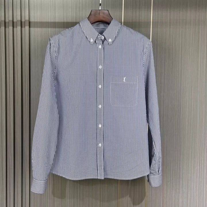 Saint Laurent Paris Saint Laurent Paris Embroidered striped shirt Size US S / EU 44-46 / 1 - 1 Thumbnail