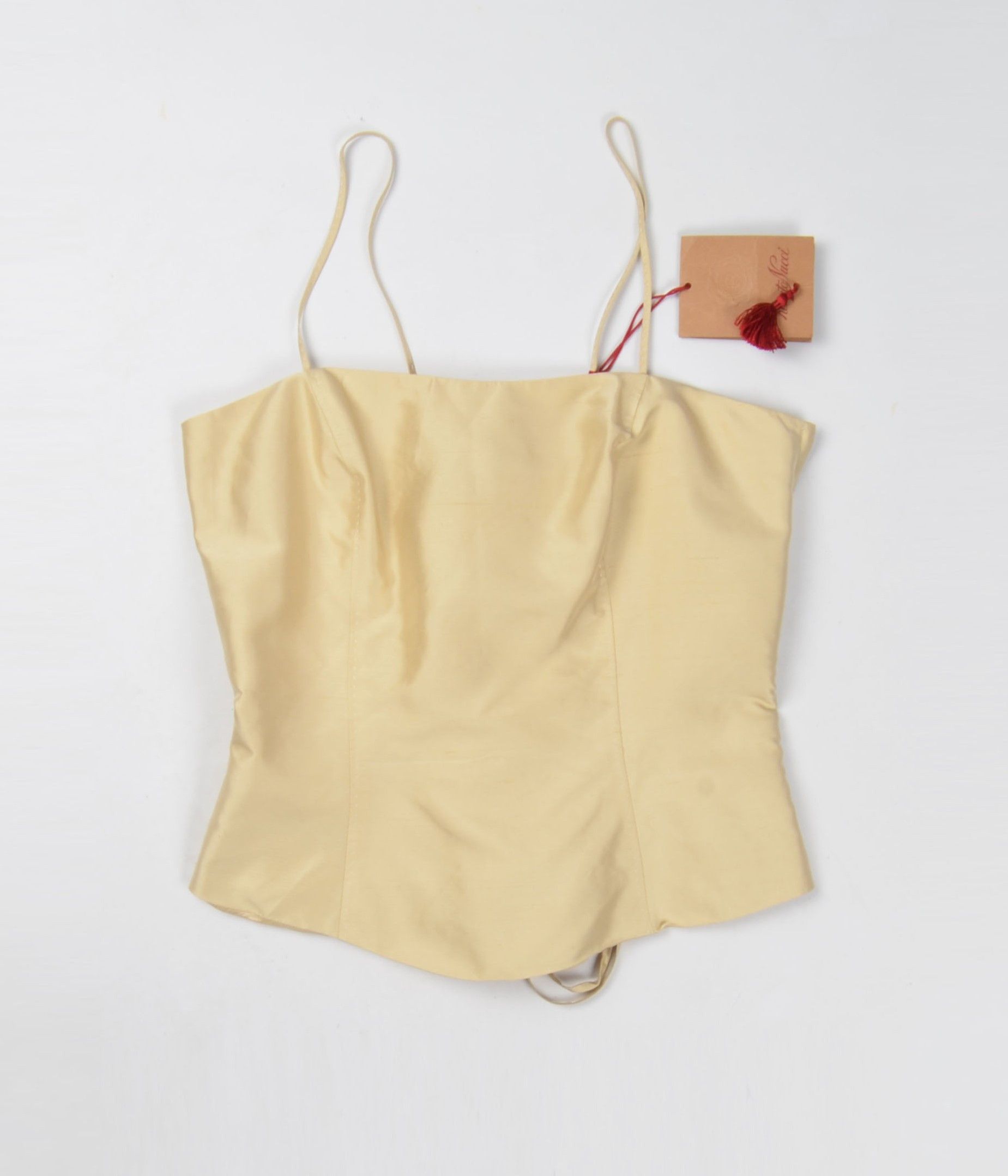 Other Vintage Renato Nucci Beige Silk 90's Corset Style Top Size M / US 6-8 / IT 42-44 - 4 Thumbnail