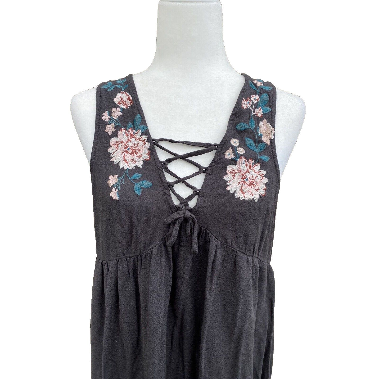 Aeropostale Aeropostale tunic women top gray embroidered tunic L A000184 Size L / US 10 / IT 46 - 2 Thumbnail
