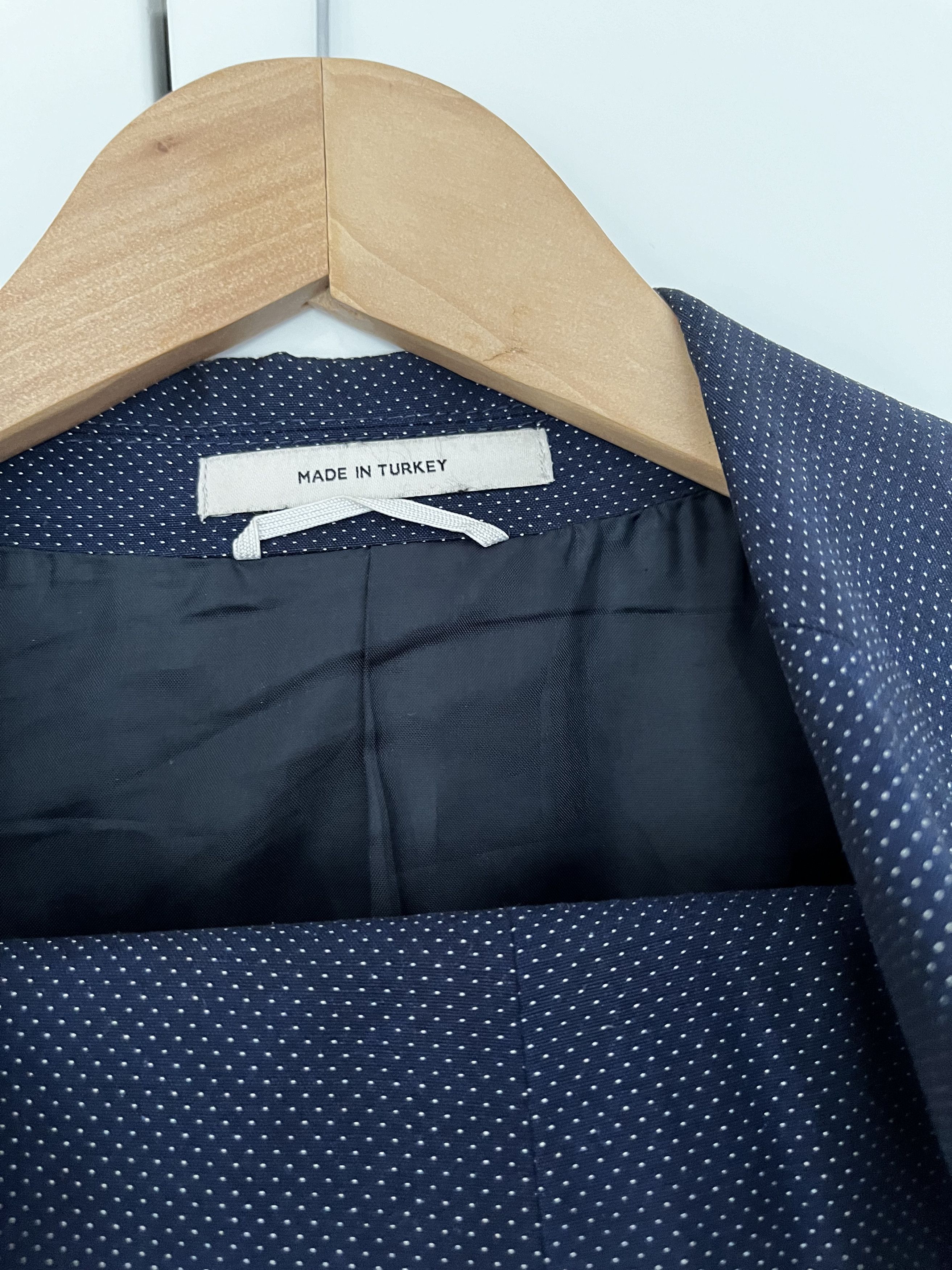 Club Monaco Navy & White Dot Cotton Suit Size 38R - 3 Thumbnail