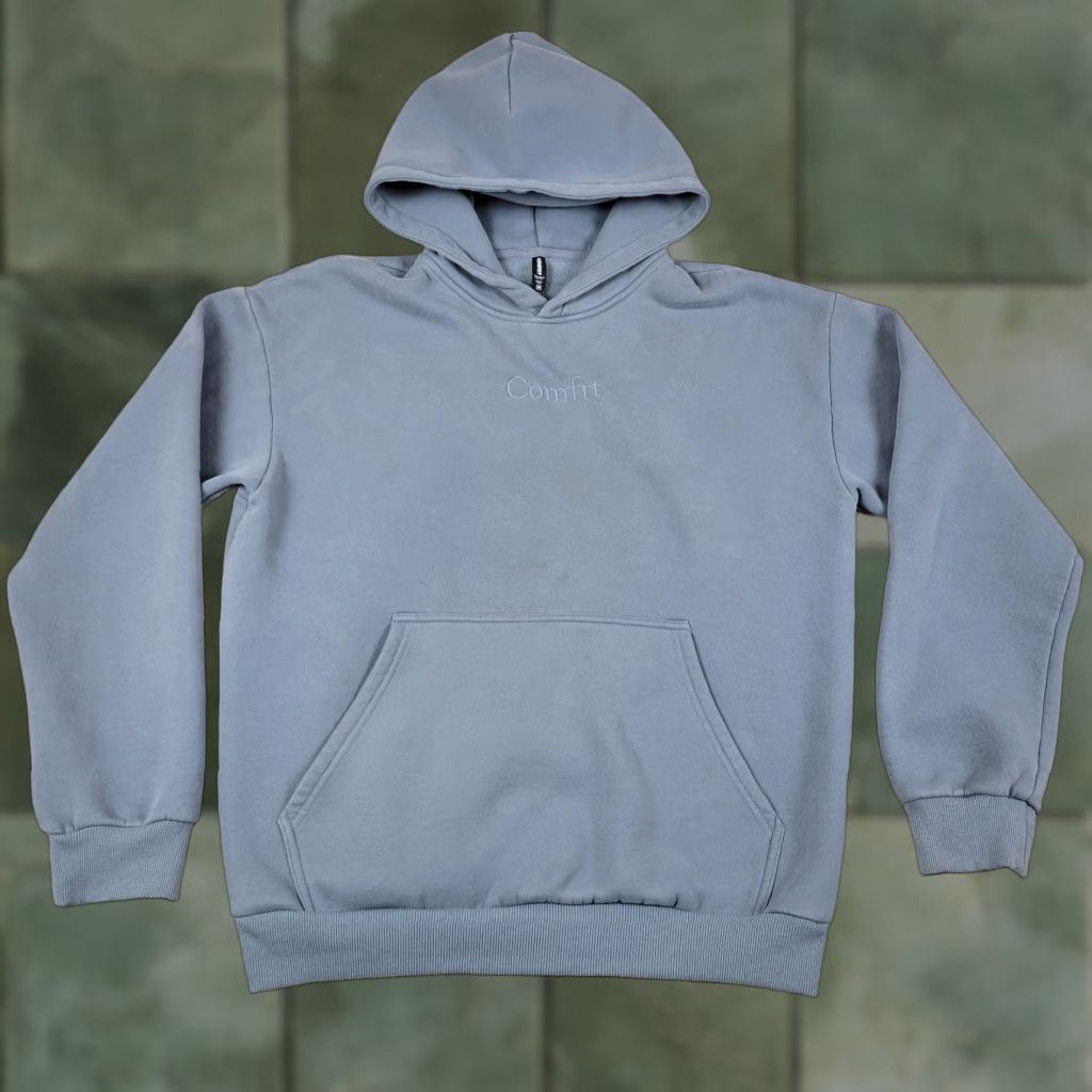 Vintage Comfrt Hoodie Mens M Blue Fleece Pullover Midweight Sweatshirt Hooded Soft Size US M / EU 48-50 / 2 - 1 Thumbnail