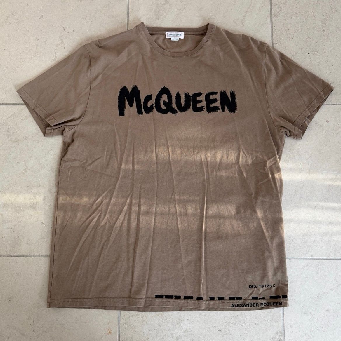 Alexander McQueen Taupe Logo T-Shirt Size L Cotton Tee
