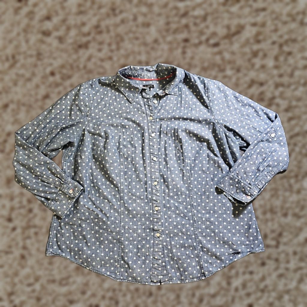 Talbots Talbots Top Womens 18W White Blue Polka Dot Button Long Sleeve Causal Career Shirt Size XXL / US 16-18 / IT 52-54 - 1 Thumbnail