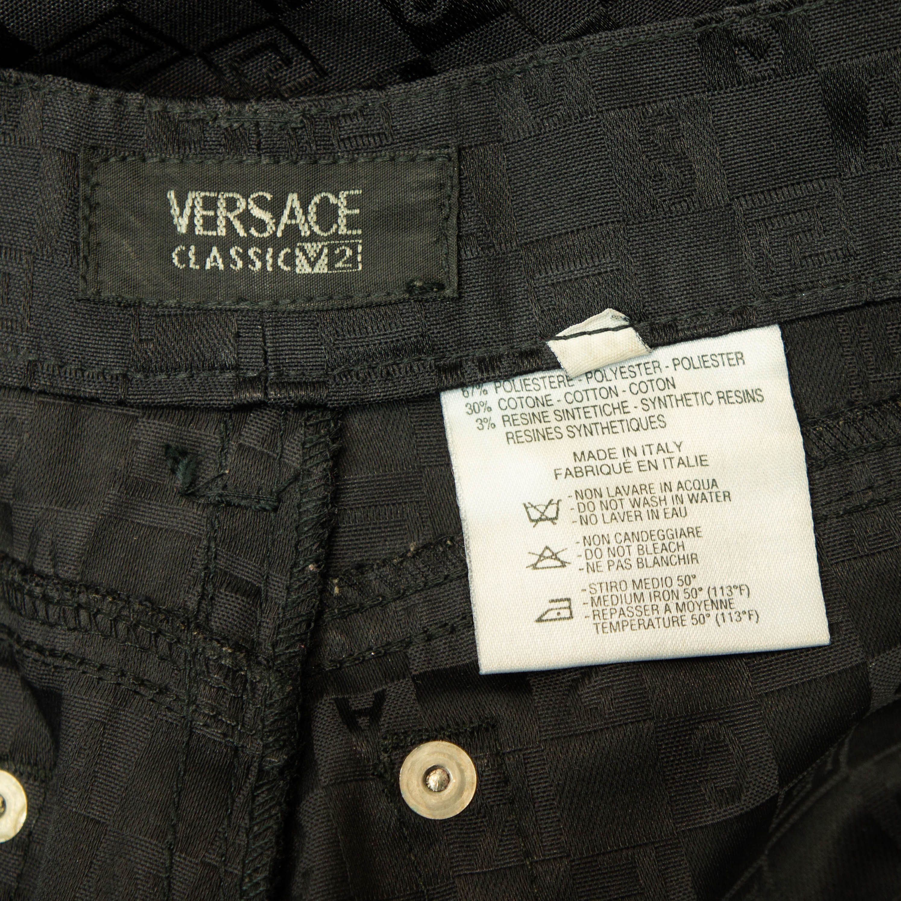 Versace VERSACE Classic V2 Monogram Black Trousers Pants Vintage 90s Size 30" / US 8 / IT 44 - 8 Thumbnail