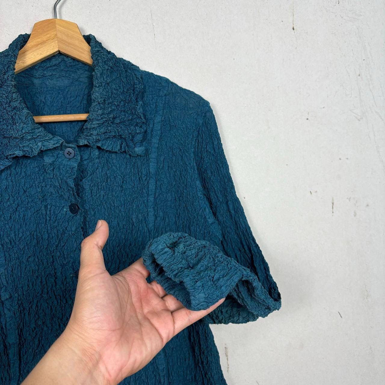 Issey Miyake Issey Miyake Me Cauliflower Pleated Jacket Teal Blue M ML166 Size M / US 6-8 / IT 42-44 - 7 Thumbnail