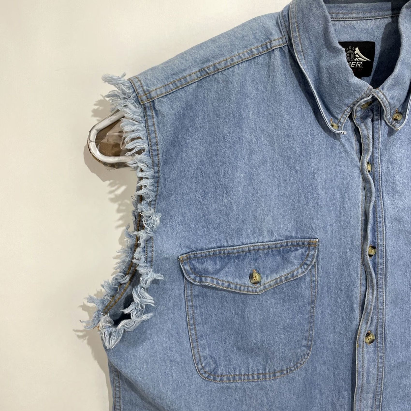 Vintage VINTAGE BIKER Design Vest Denim Blue Cotton Pocket Button Logo Biker Motorcycle Eagle Beach Daytona Bike Week Shirt Vest L Men Size US L / EU 52-54 / 3 - 4 Thumbnail